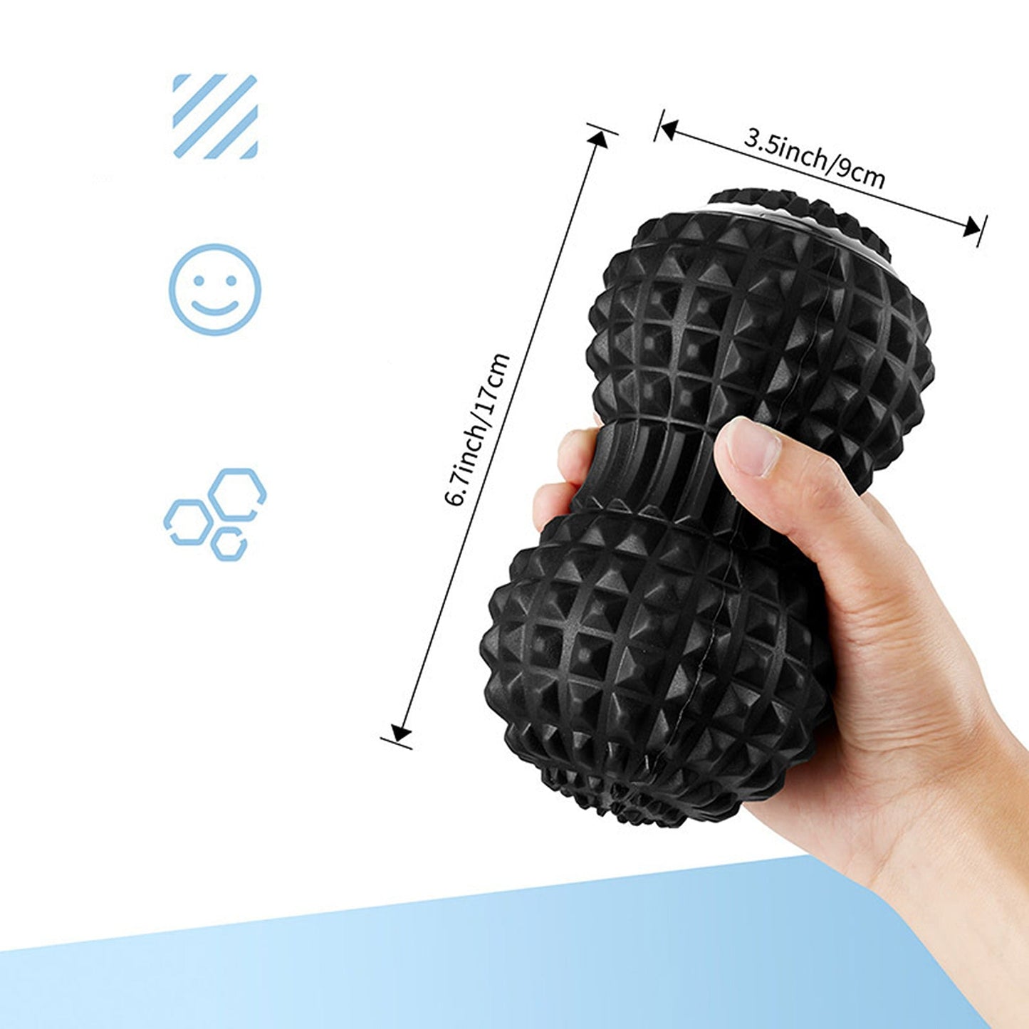 Vibrating Massage Roller Gym Spine Back Muscle Relaxation - Black