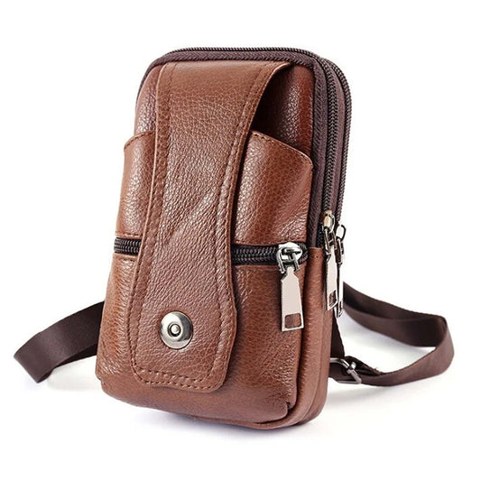 Brown Leather Mobile Phone Holster Belt Pouch for Men