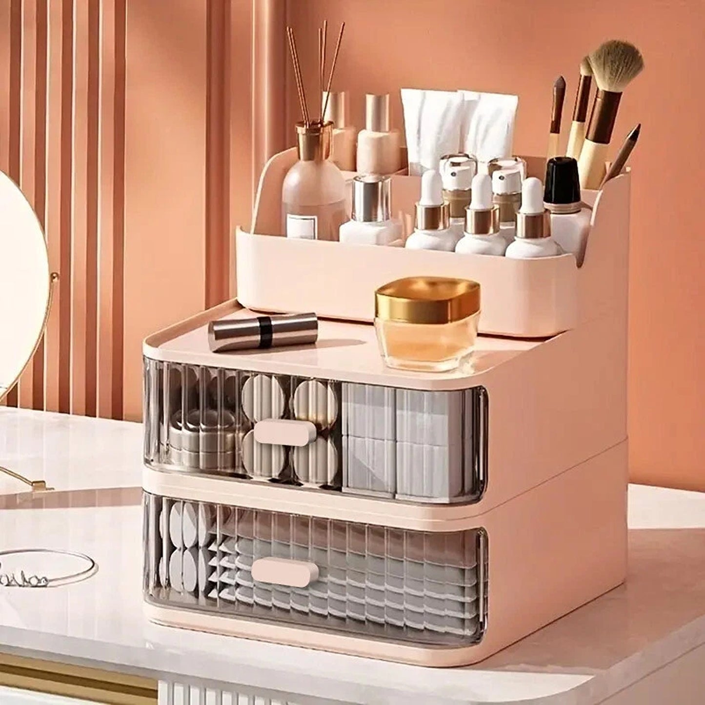Pink Multi Purpose Cosmetic and Stationery Organizer