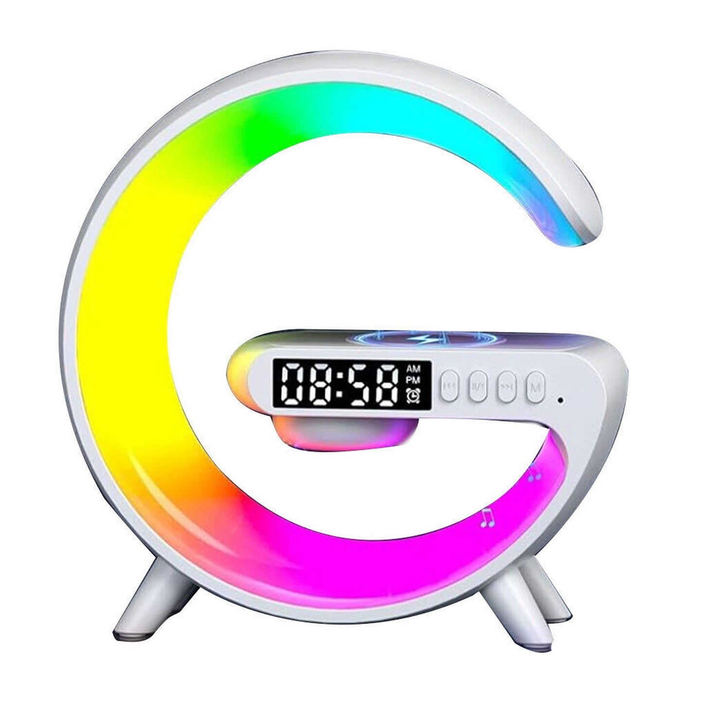 Wireless Charging Alarm Clock LED Night Light Bluetooth Speaker Timer