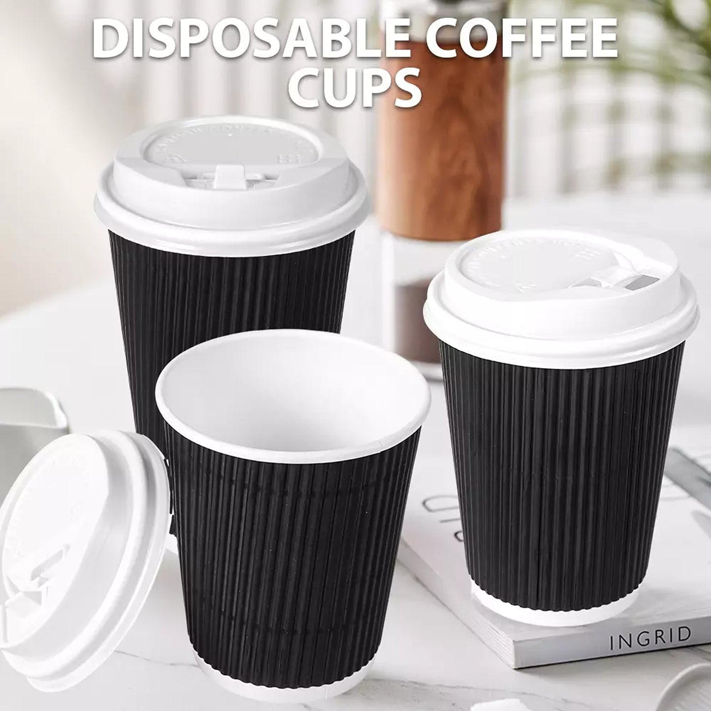 Triple Wall Coffee Cups Disposable Paper 8oz 12oz 16oz for Takeaway 50 Packs