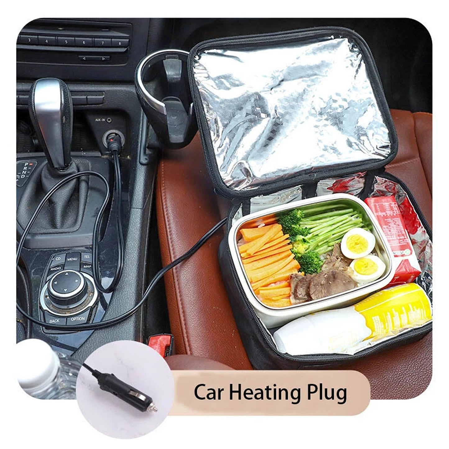 Portable 12V Electric Heated Lunch Box Bag for Car Use