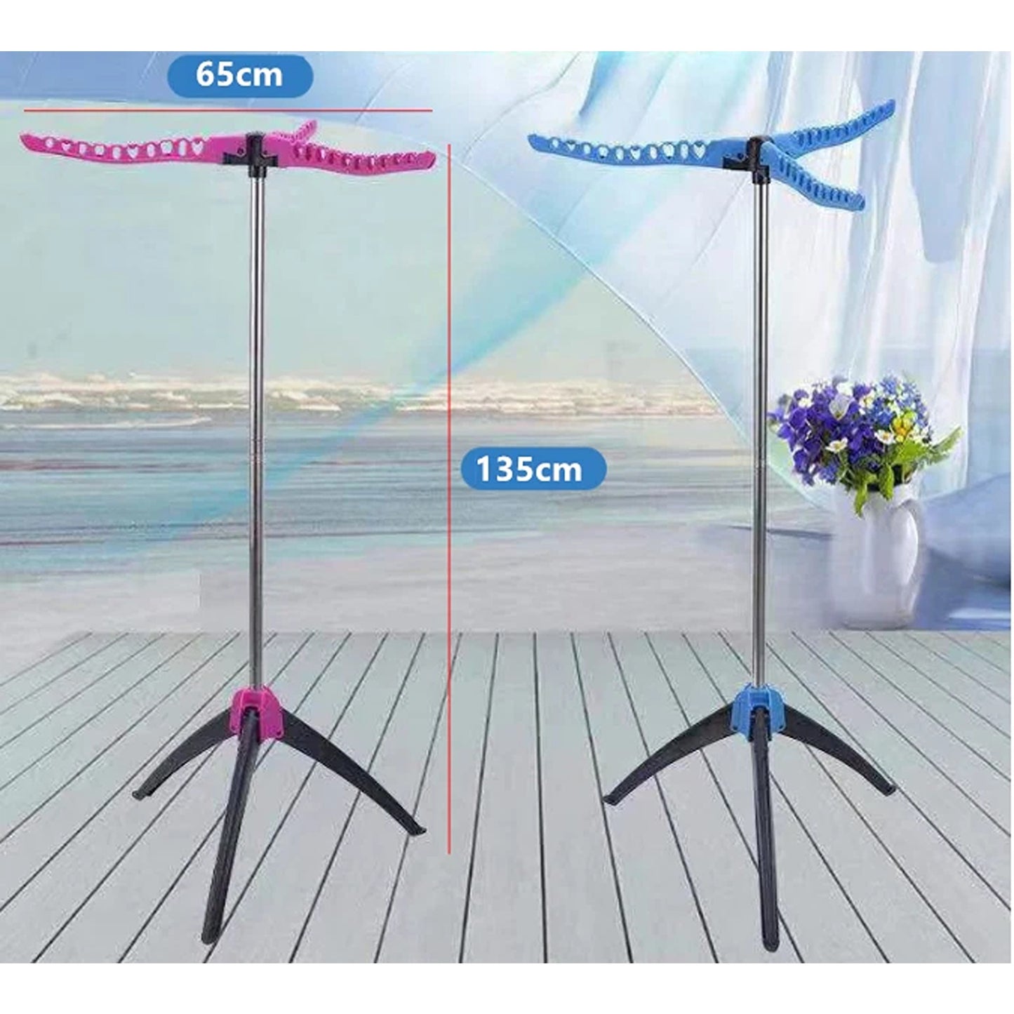 Foldable Clothes Drying Rack Collapsible Laundry Stand 135cm