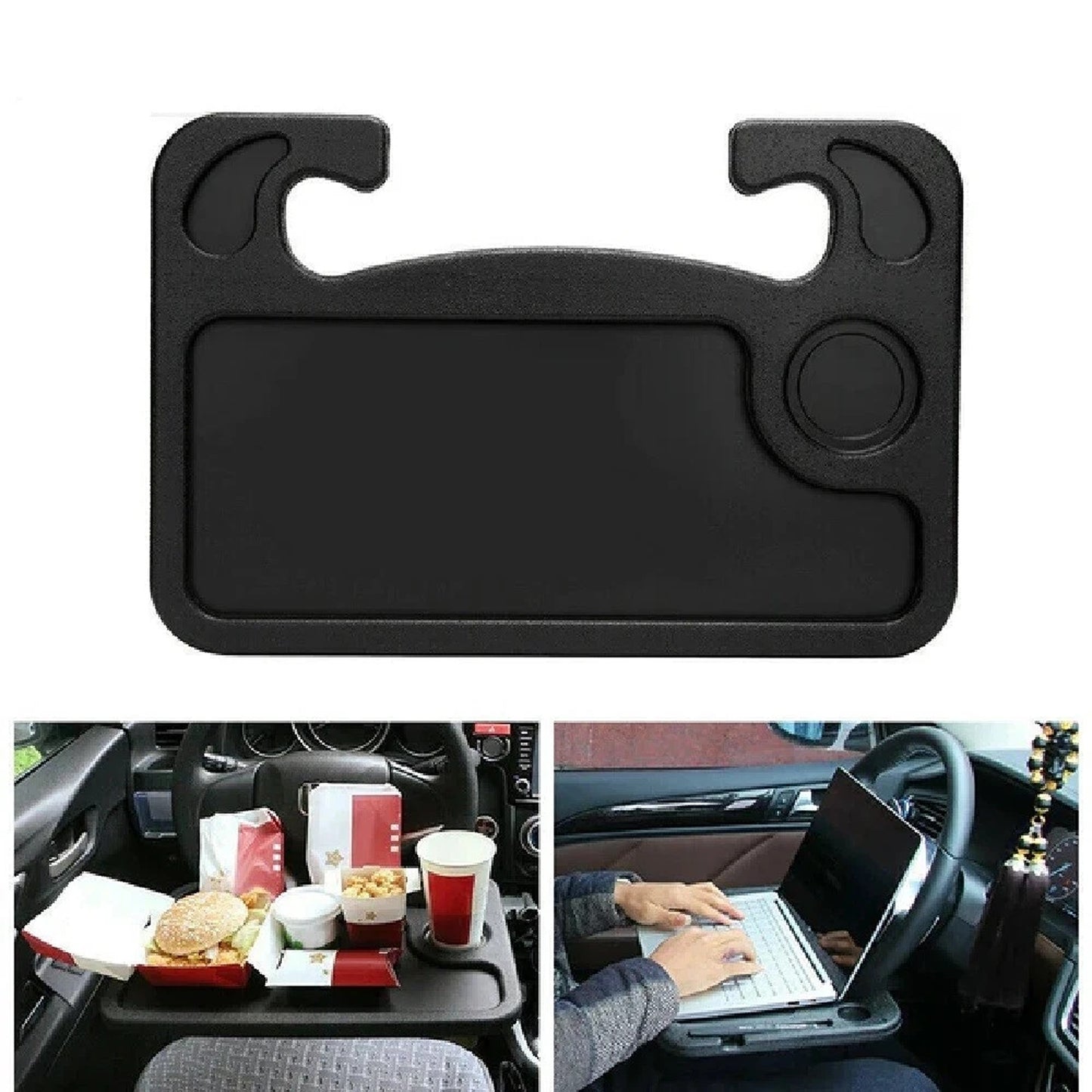 Portable Steering Wheel Tray for Car Laptop Eating and Drinking
