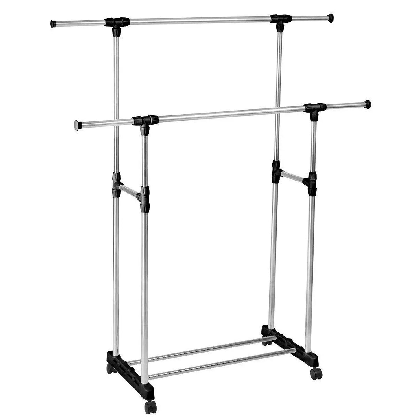 Double Clothes Stainless Steel Rack Hanger Adjustable Garment Coat Holder