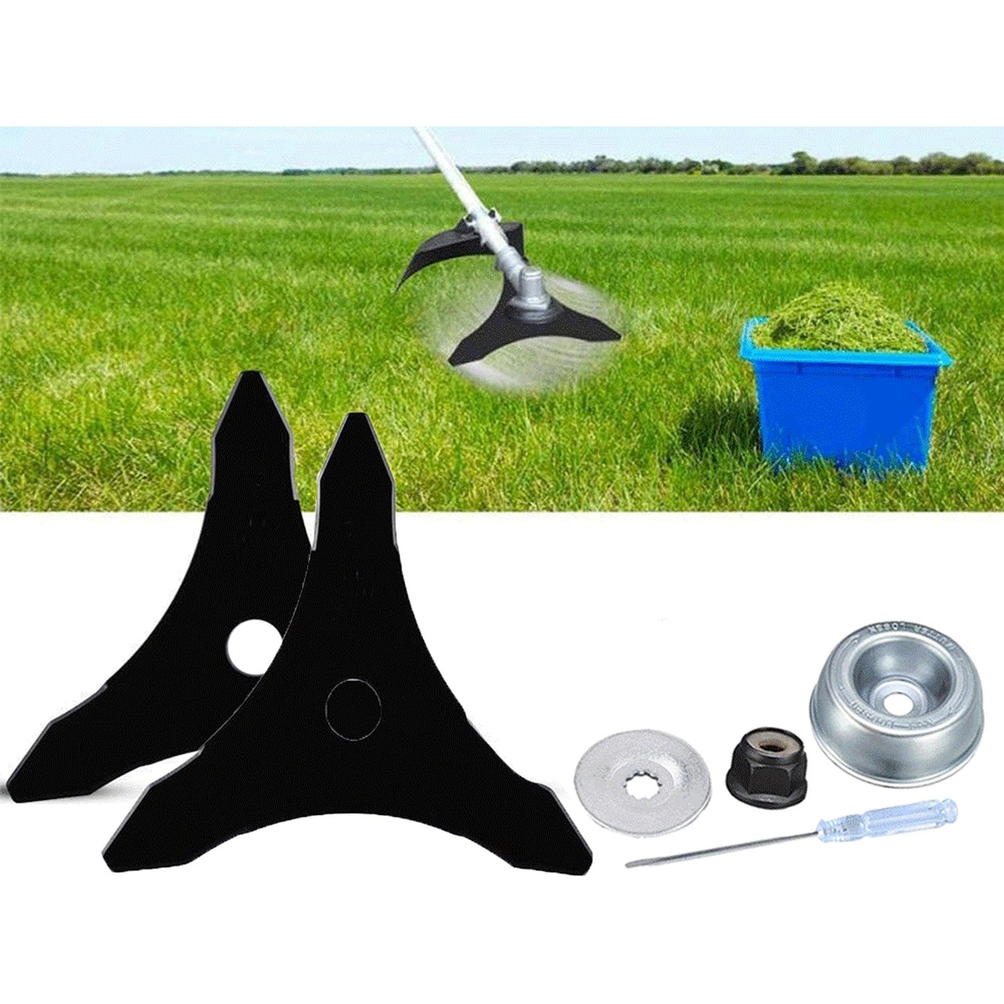 Mower Triangle Saw Blade Weed Eater Blade 3-Teeth Brush Cutter Trimmer Blade - 2pcs