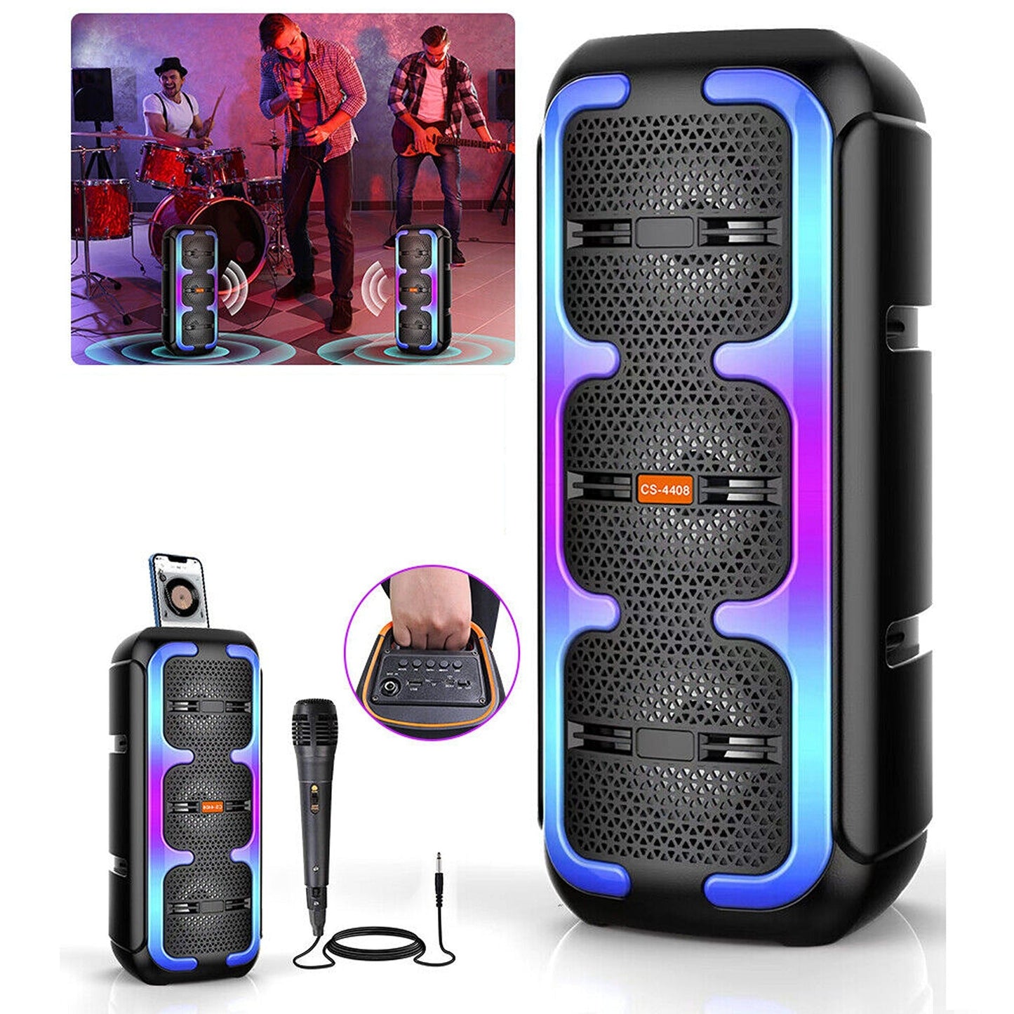Party Bass RGB LED Karaoke Speaker