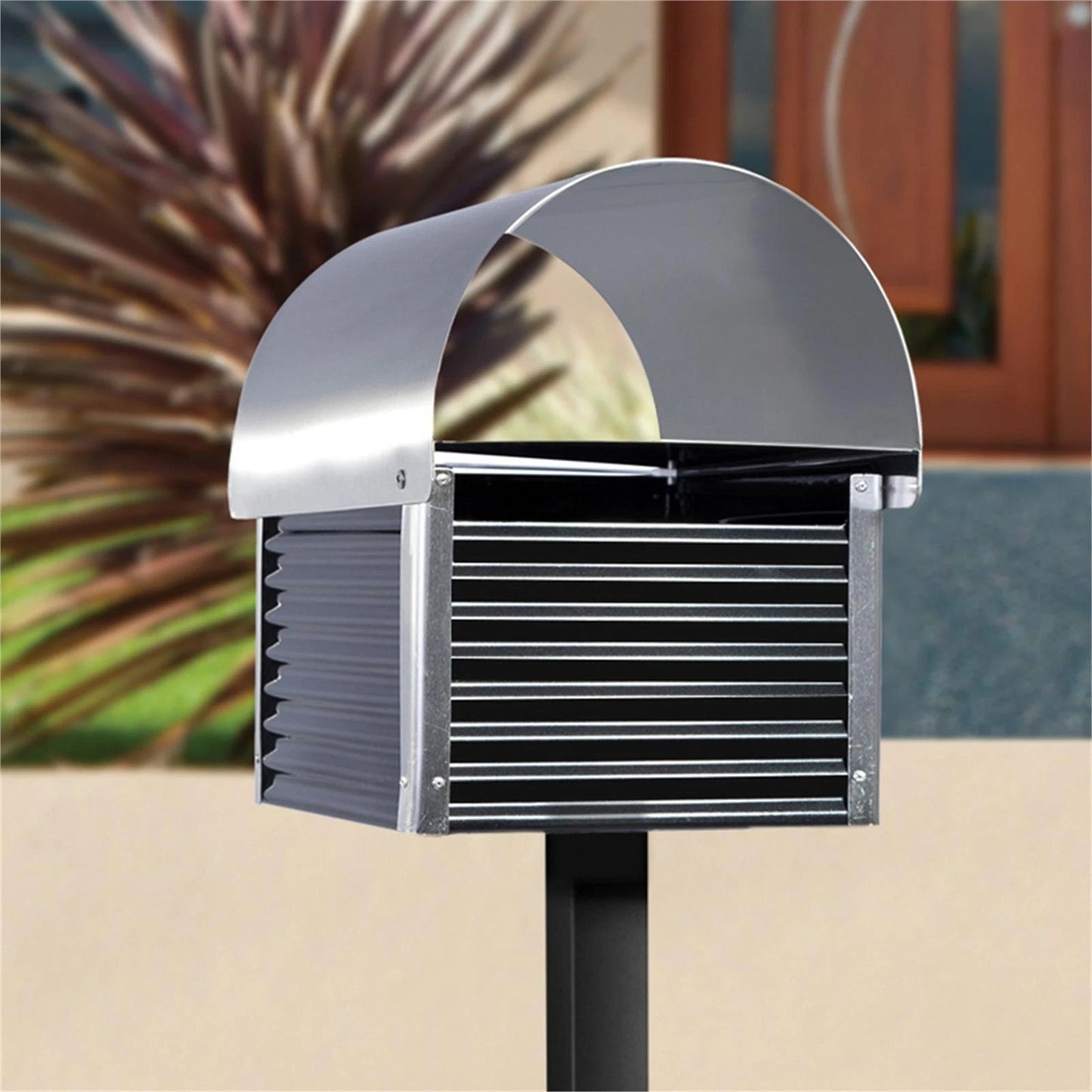Weatherproof Post Mount Mailbox with Lock and Newspaper Holder