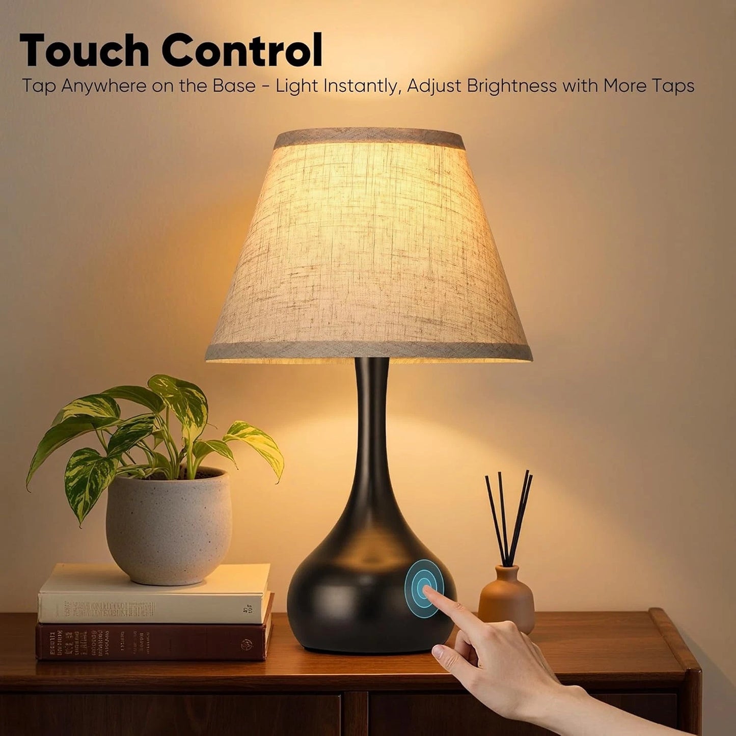 Touch Bedside Table Lamp with Three Way Dimmable Lighting