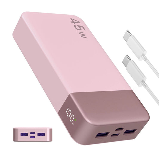 20000mAh 45W Fast Charging Power Bank Portable Battery Backup for Phones - Pink