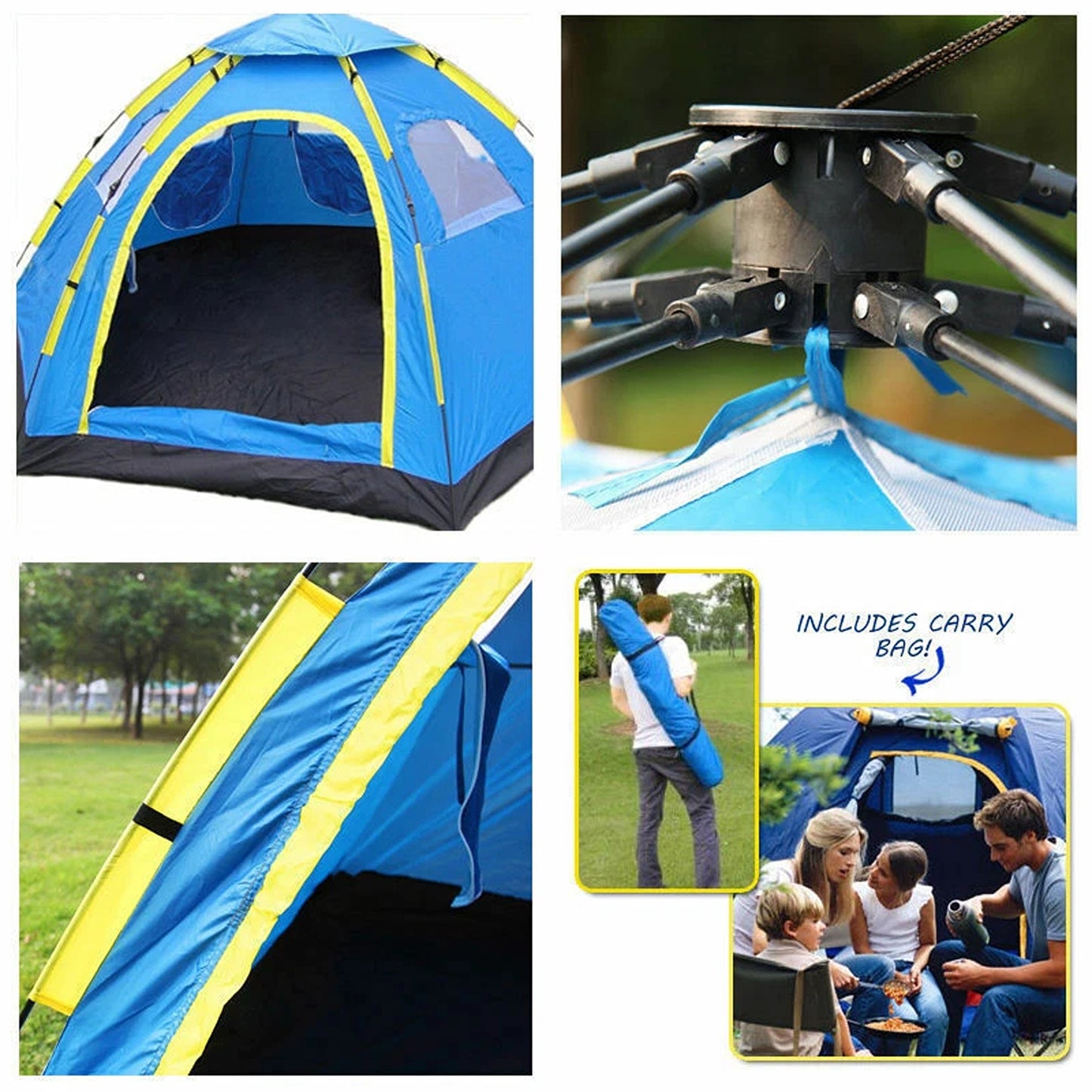 6 Person Pop Up Camping Tent Quick Set Up Outdoor Shelter