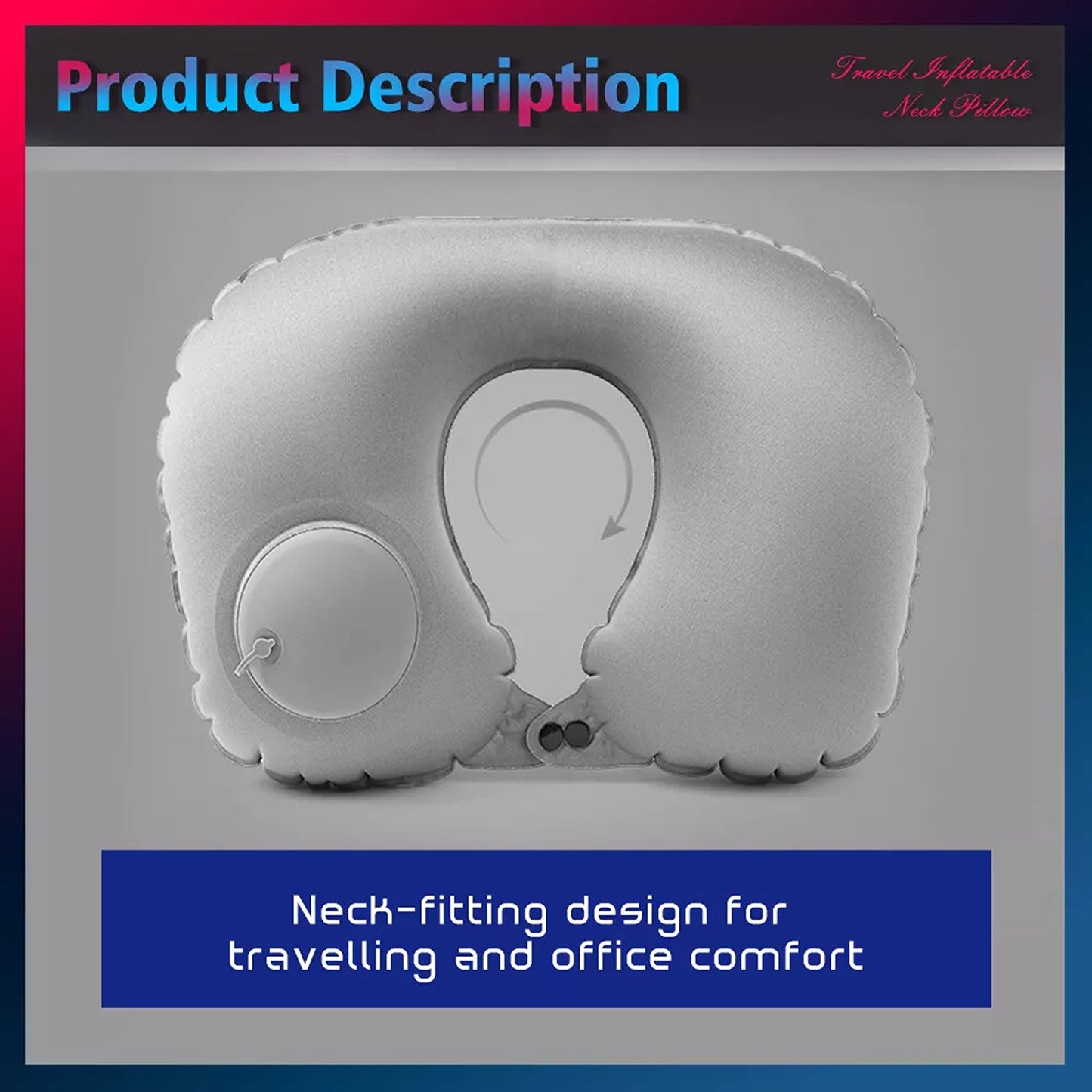 Portable Inflatable Travel Pillow U Shaped Neck and Head Cushion