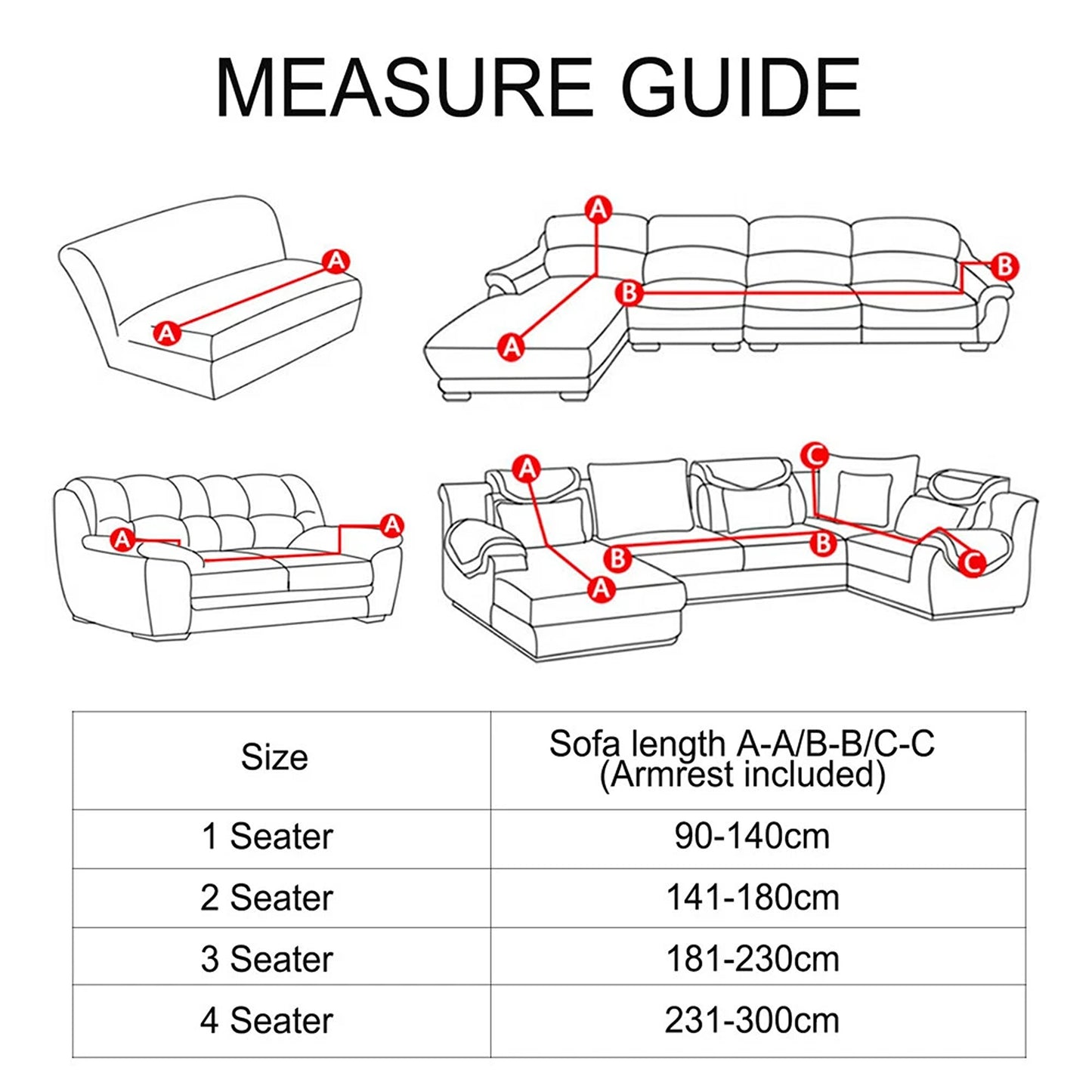 Stretch Sofa Slipcover Removable Couch Protector for 1 2 3 4 Seater - Grey