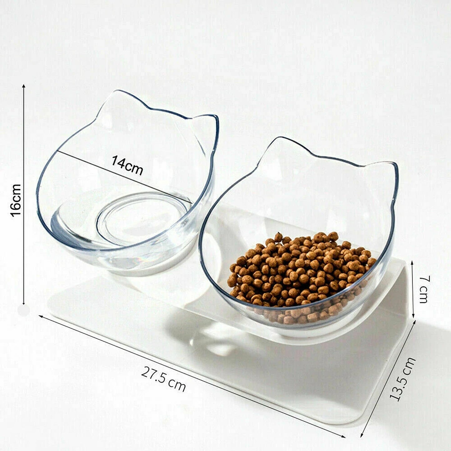 Double Raised Pet Bowls Stand Elevated Food Water Feeder for Cats Dogs
