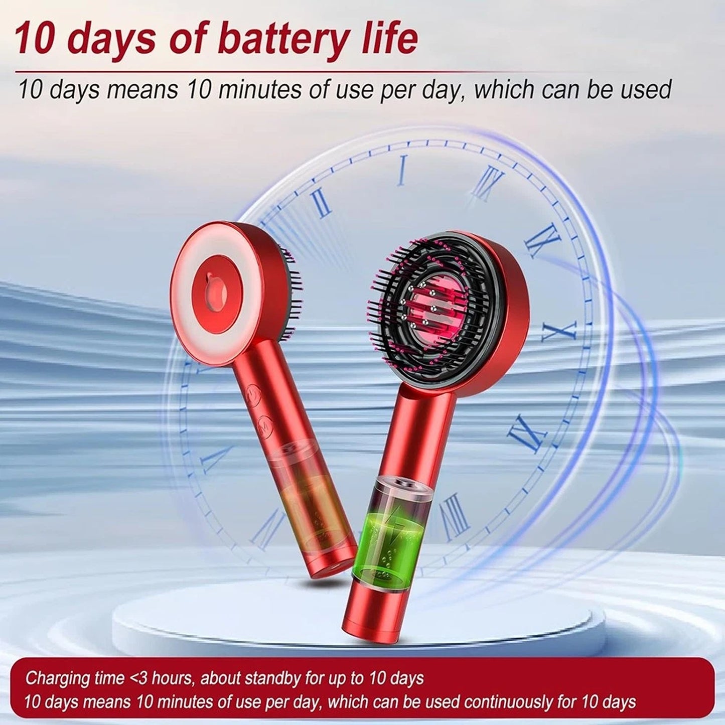 Electric Scalp Massage Comb with Red and Blue Light Therapy for Hair Care
