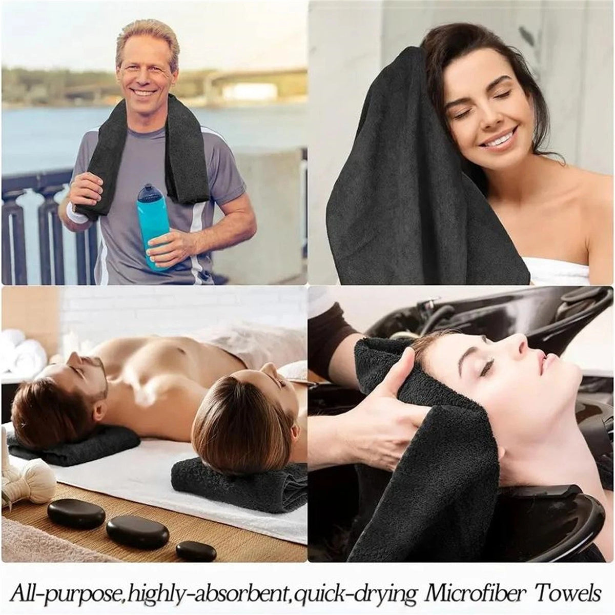 Microfiber Cleaning Cloths Towels Black 25x25cm 20 Pack