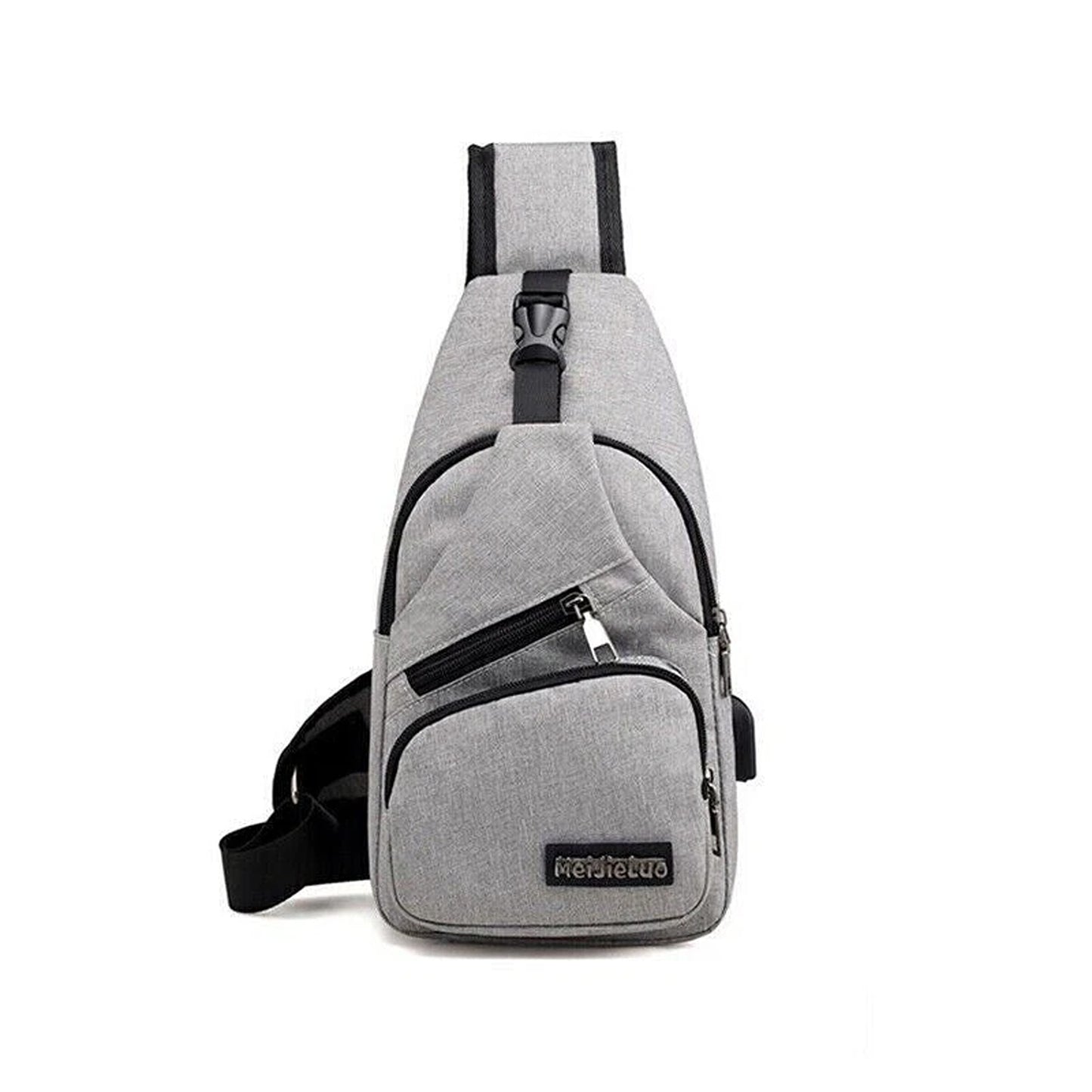 Grey Mens Crossbody Satchel Bag Lightweight Travel Chest Pack