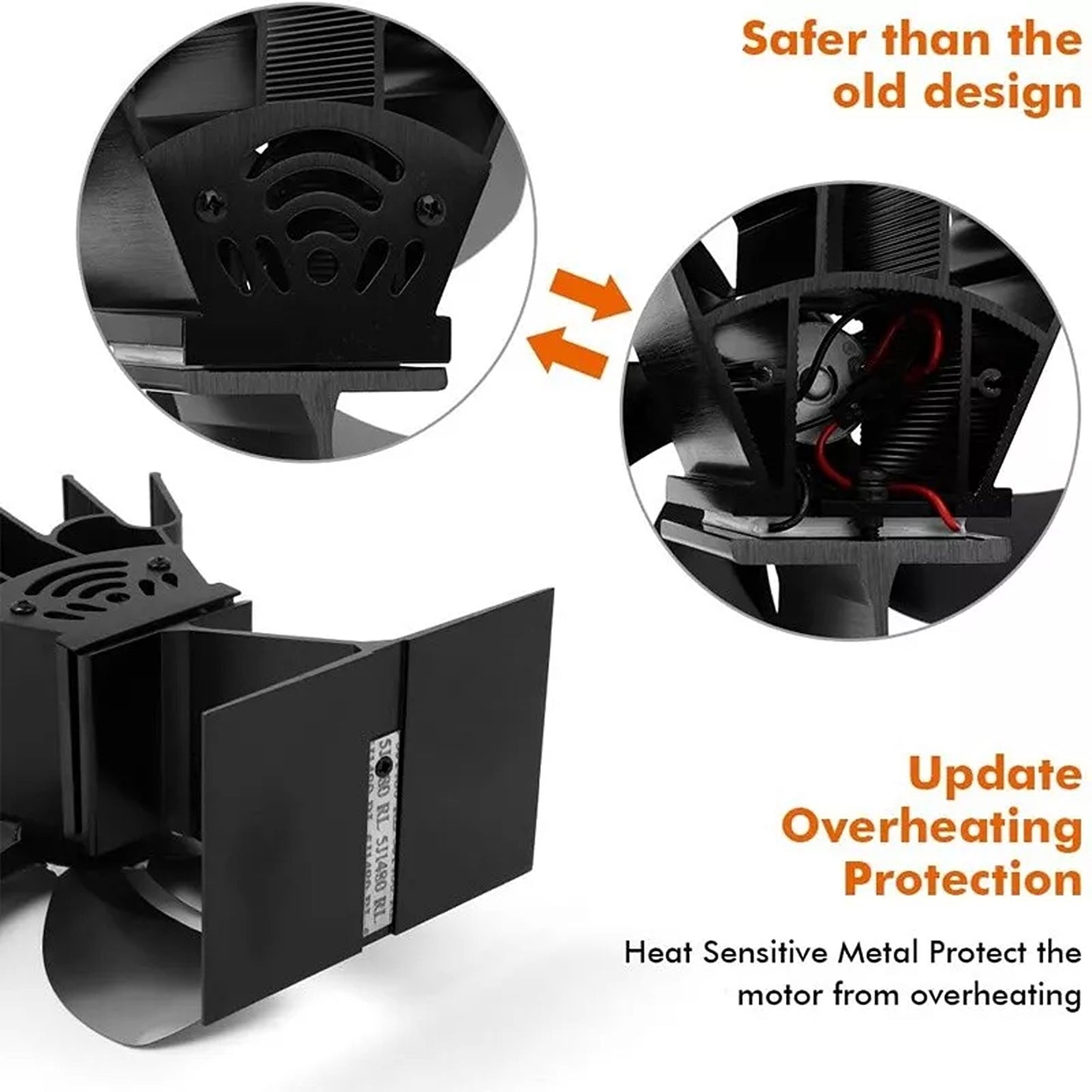 6 Blade Heat Powered Stove Fan for Wood Burner and Log Fire