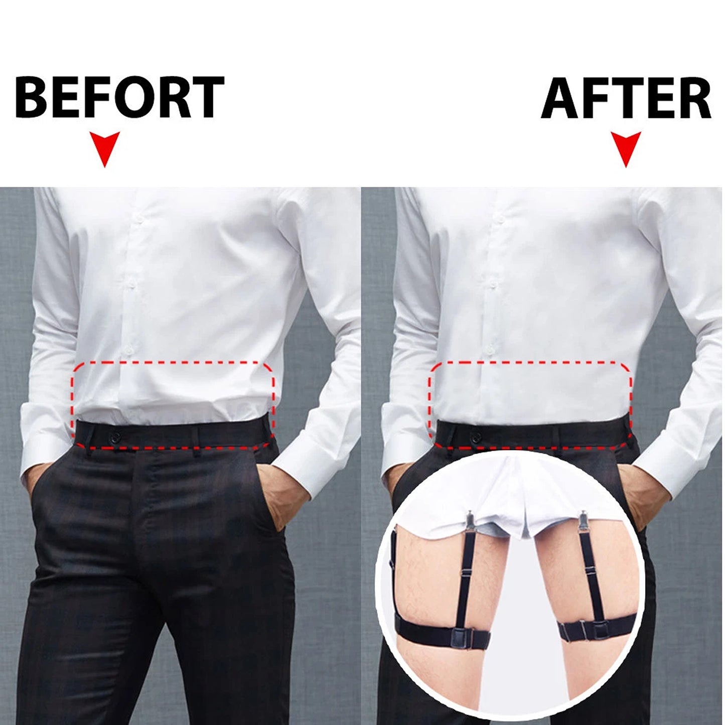 Shirt Holder Garters for Men Uniform Suspenders 2pcs