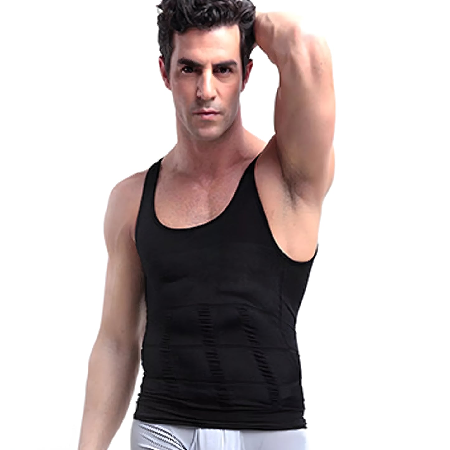Slim Fit Compression Vest for Men Body Shaper Undershirt - Black