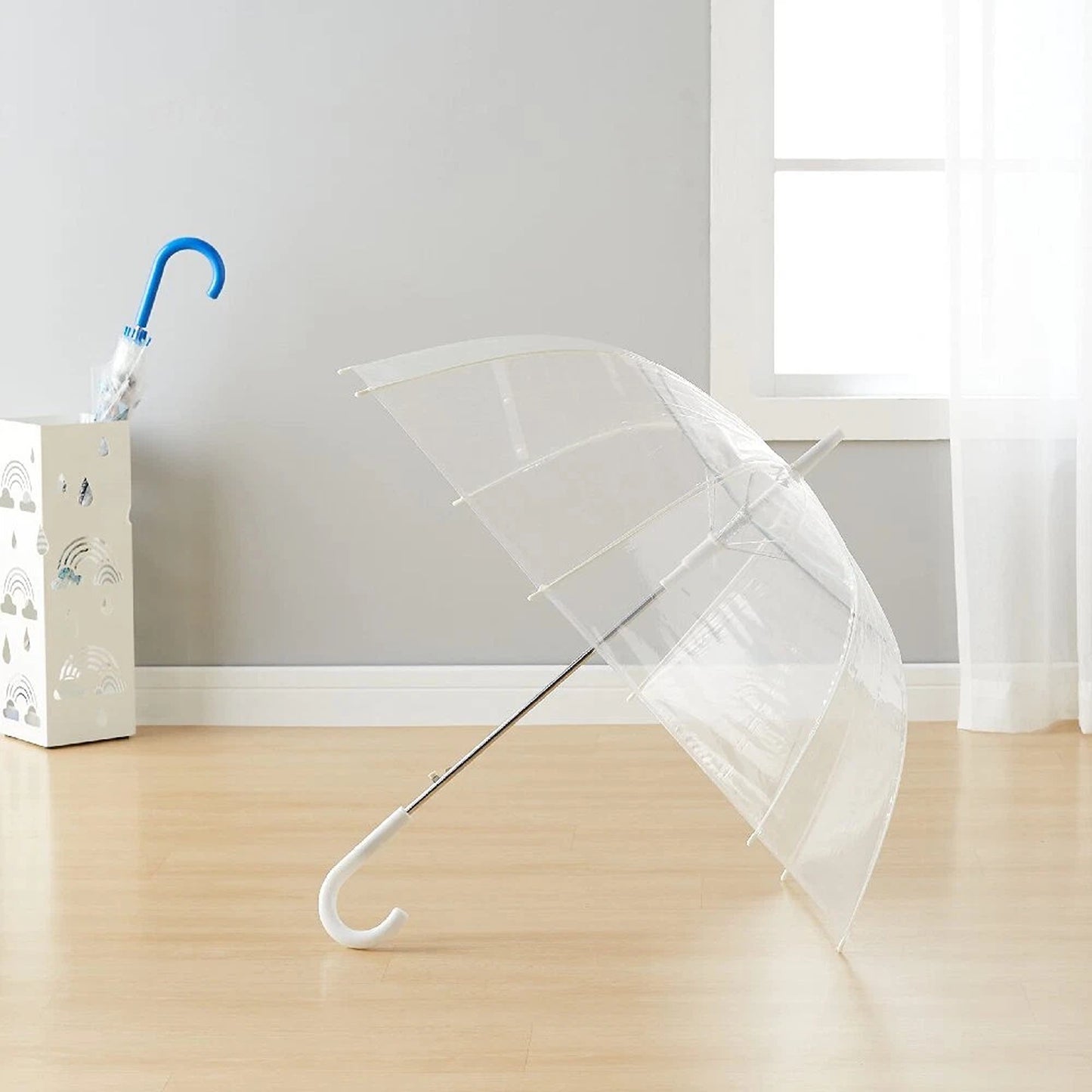 Clear Handle Dome Transparent Rain Umbrella Waterproof Semi Automatic