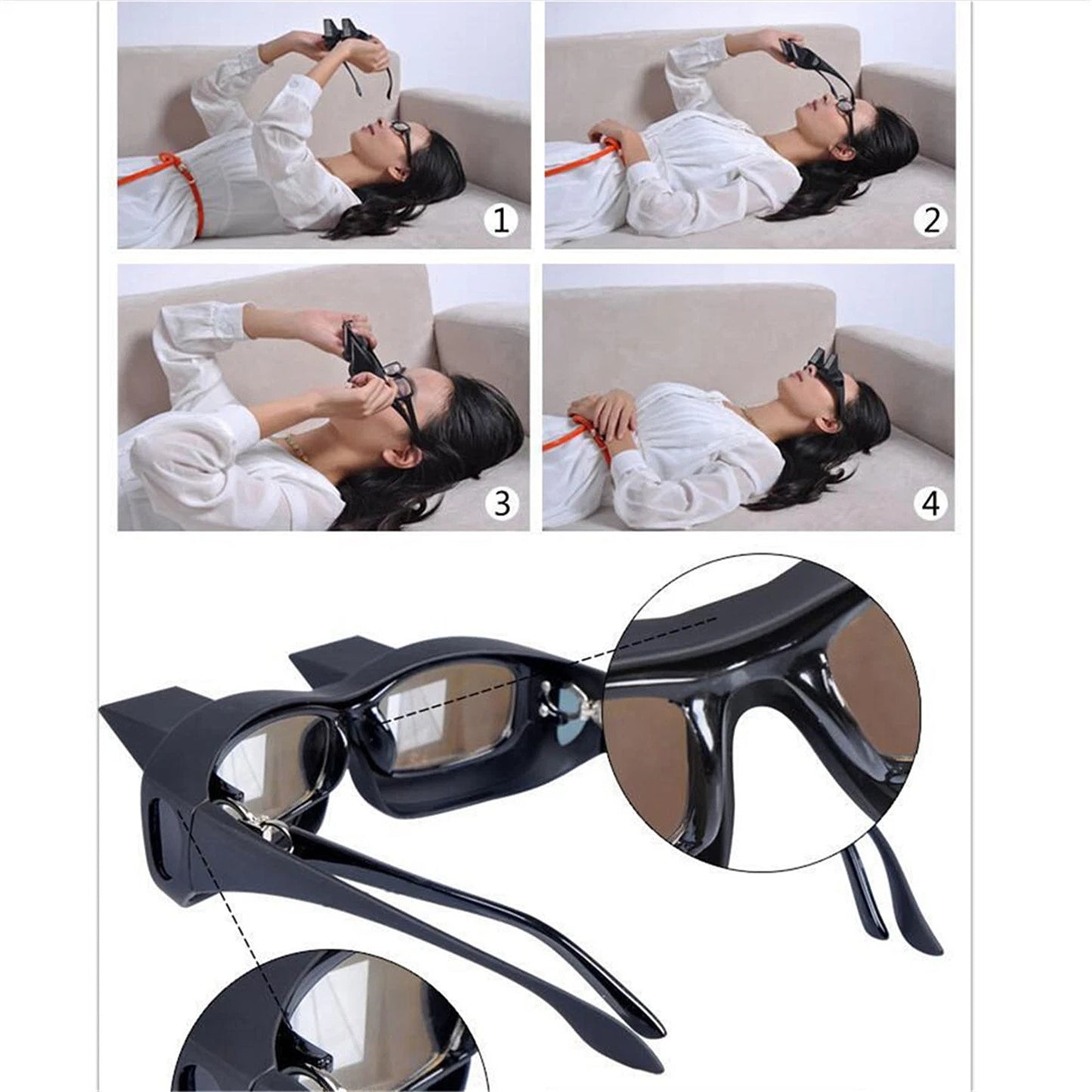 Lazy Glasses 90 Degree Bed Reading Prism Glasses