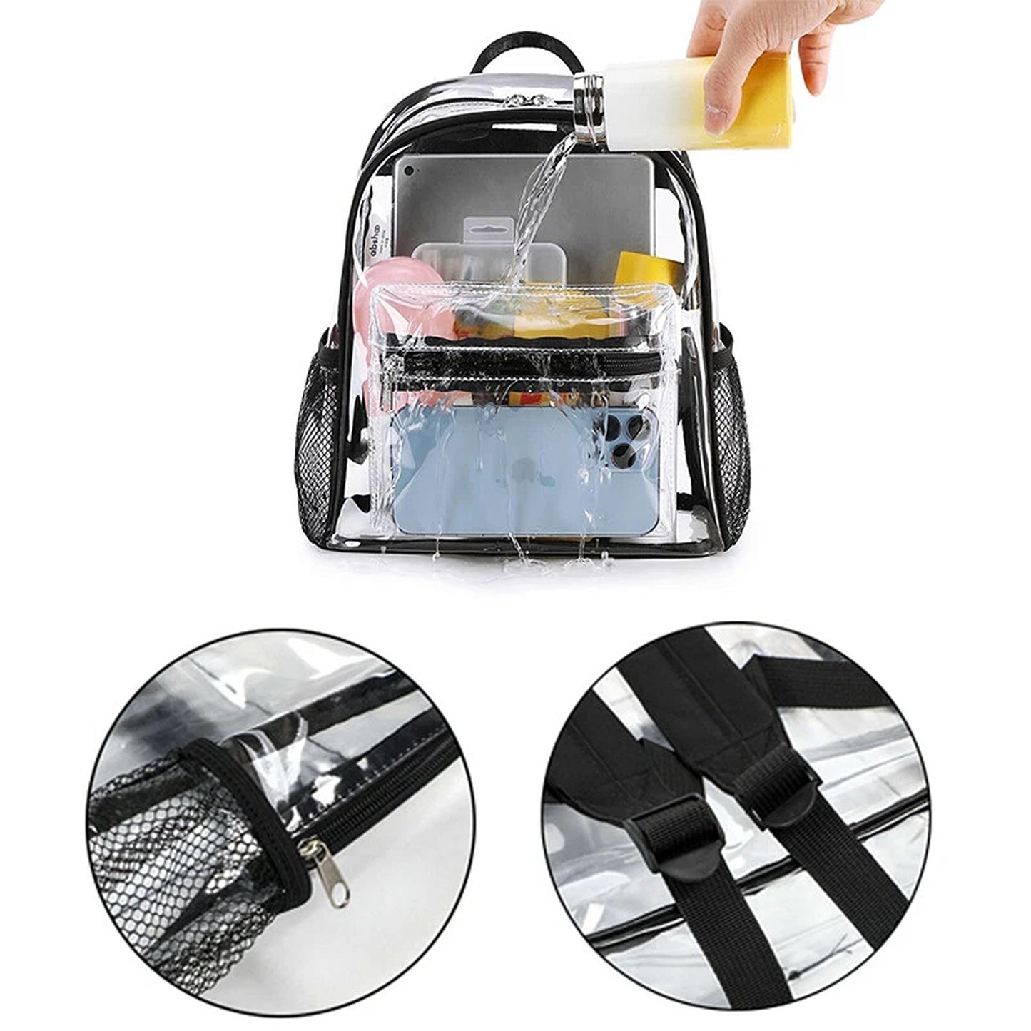 Transparent Clear Backpack PVC School and Travel Bag with Shoulder Straps