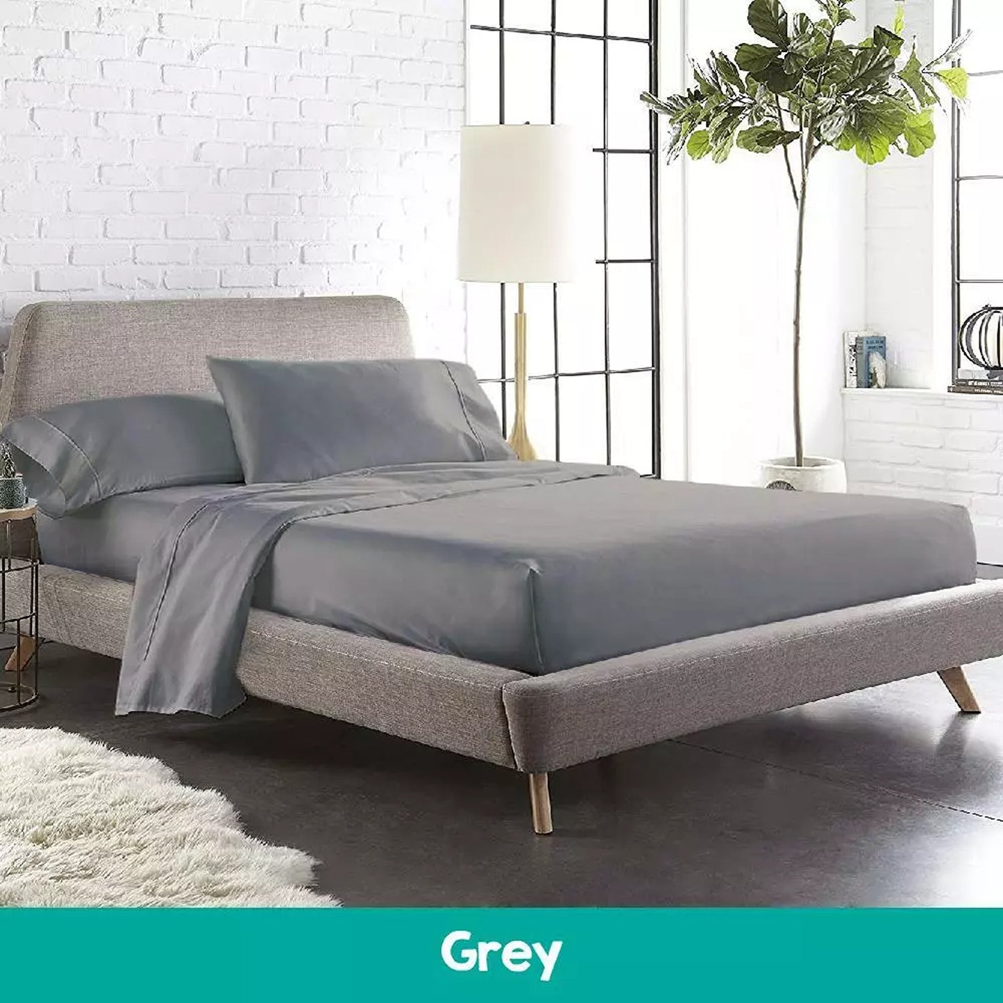 Soft 1000TC Cotton Sheet and Pillowcase Set for Single to King Beds - Grey
