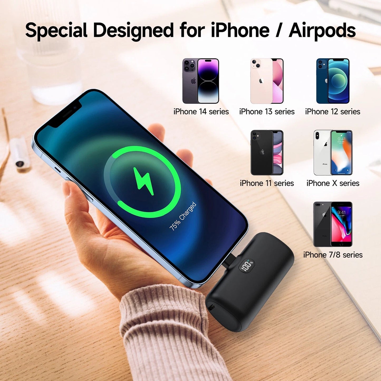 5000mAh Mini Power Bank Portable Charger with PD Fast Charging for iPhone