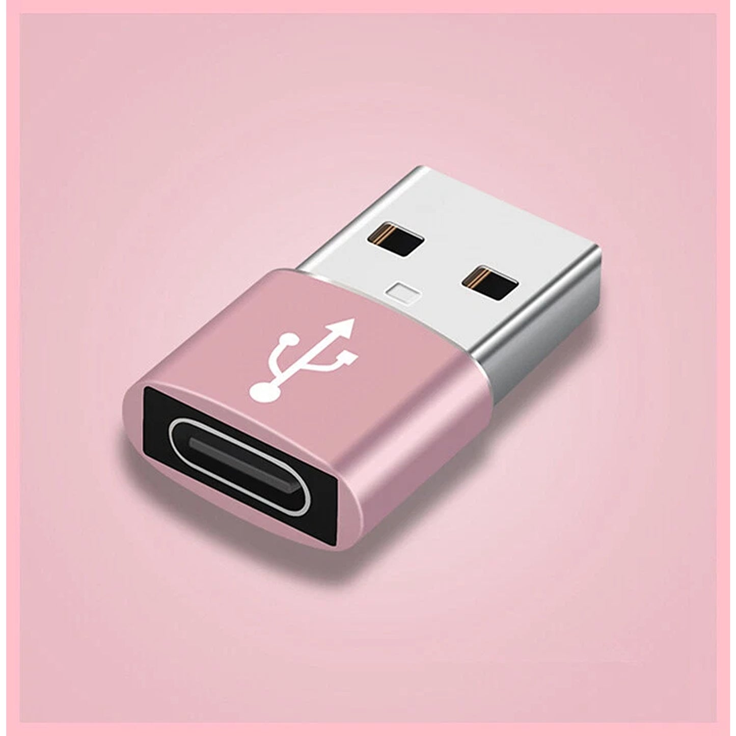 Pink USB Type A Male to USB C Female Charging Port Adapter Converter
