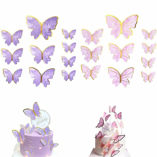 Butterfly Paper Topper Cake Happy Birthday Theme Festival Decoration DIY - 20x