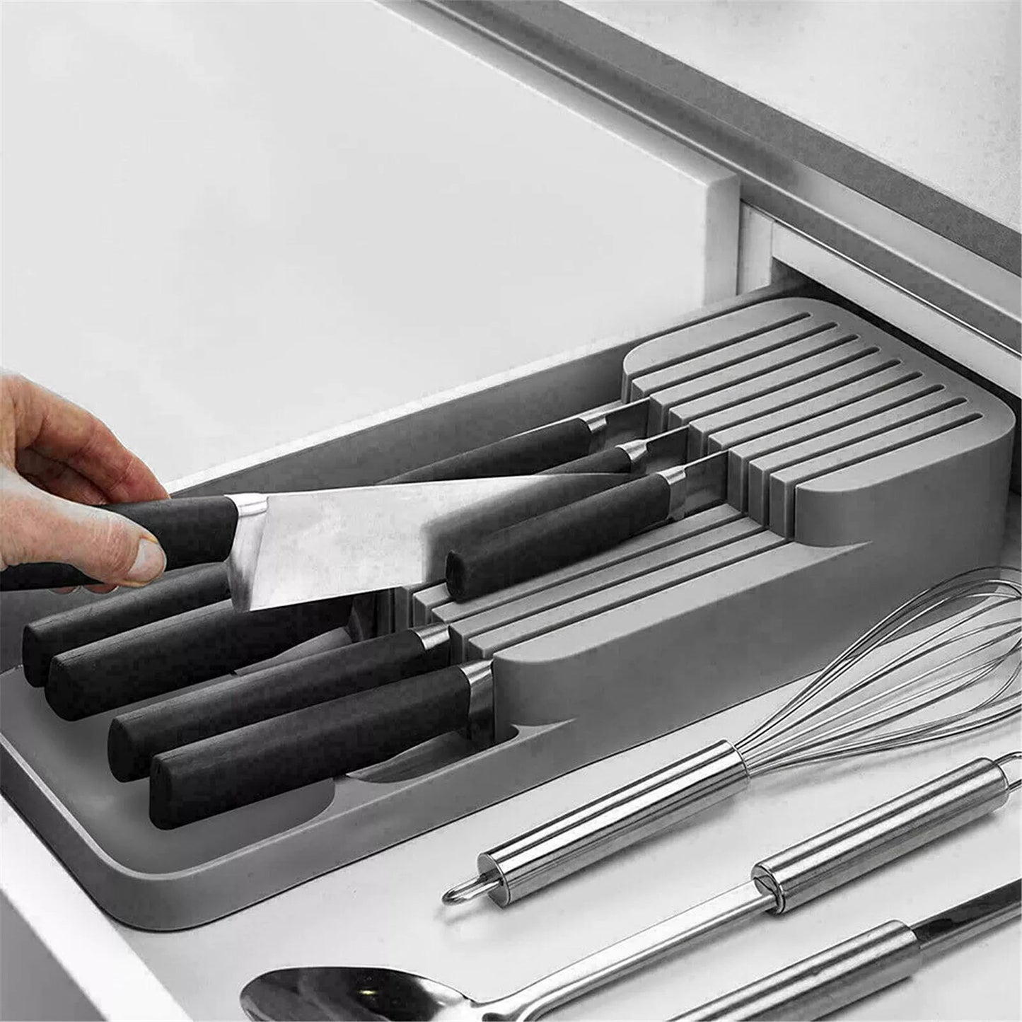 Knife Block Drawer Holder for Kitchen Organization