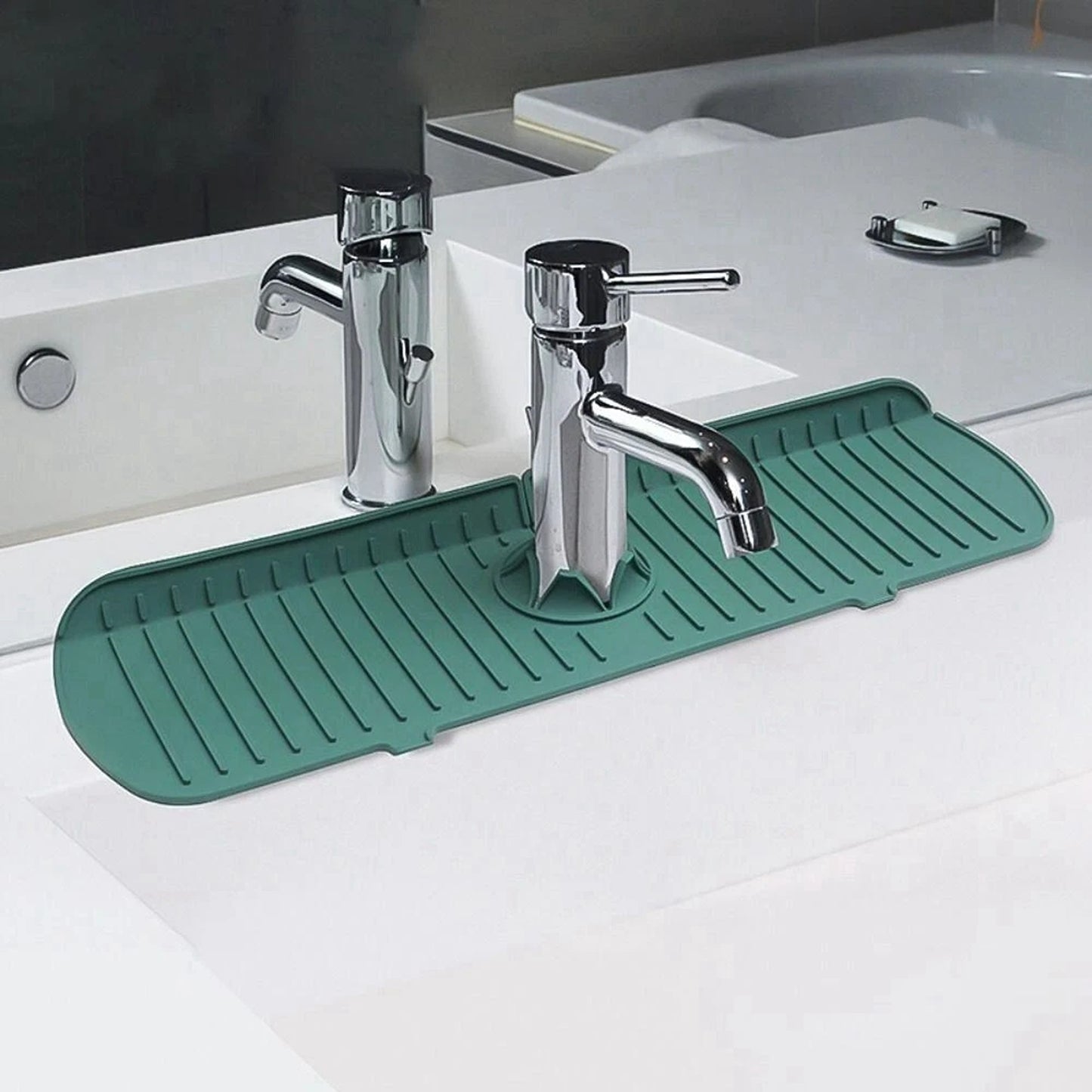 Kitchen Faucet Splash Guard Silicone Sink Protector - White