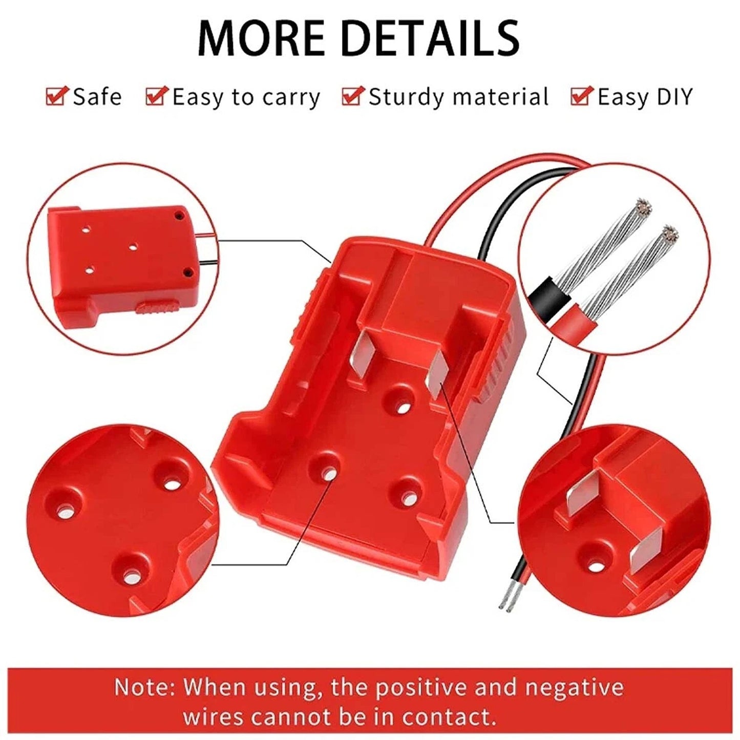 Battery Adapter For Milwaukee M18 18V Black