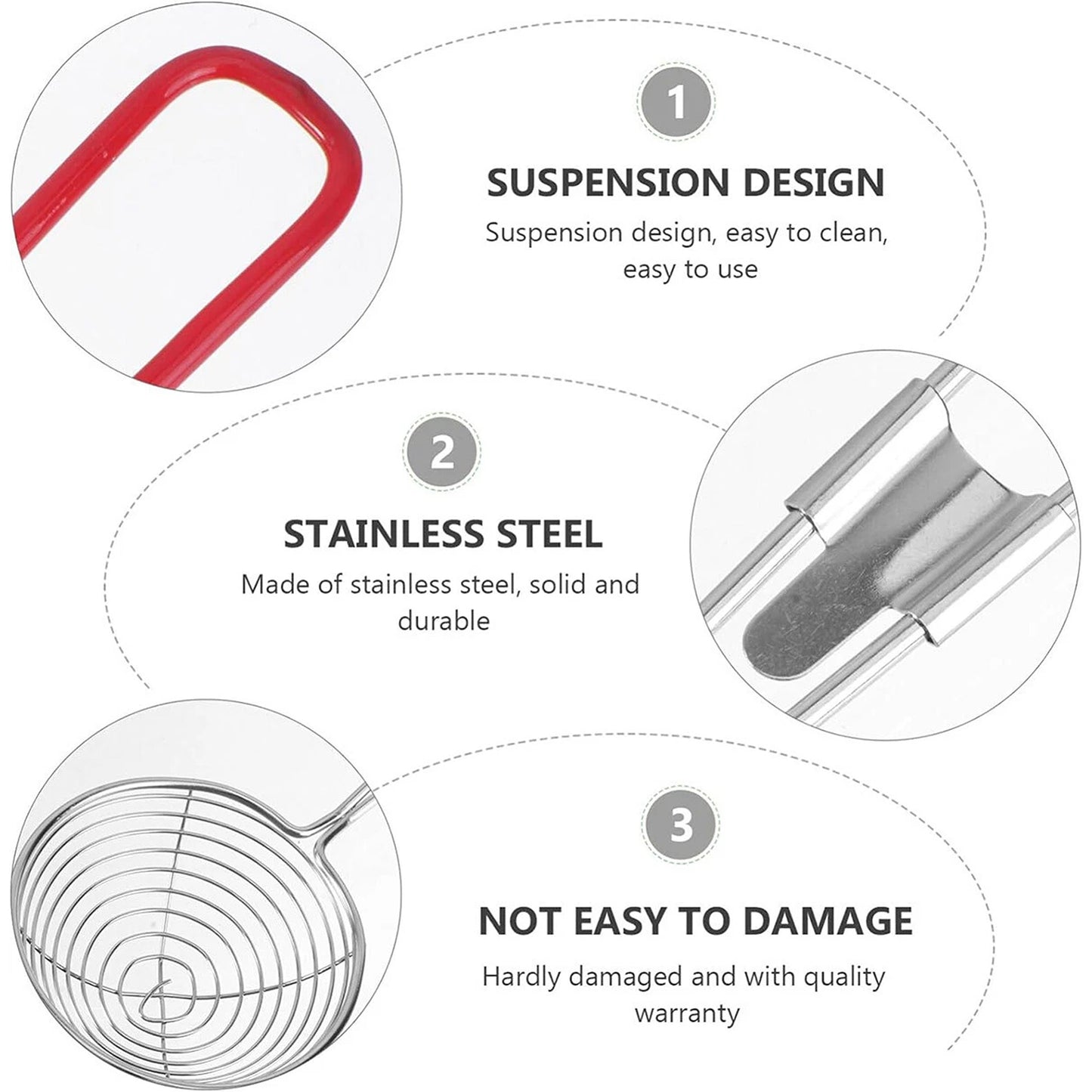 3x Kitchen Slotted Spoon Stainless Steel Filter Strainer for Cooking