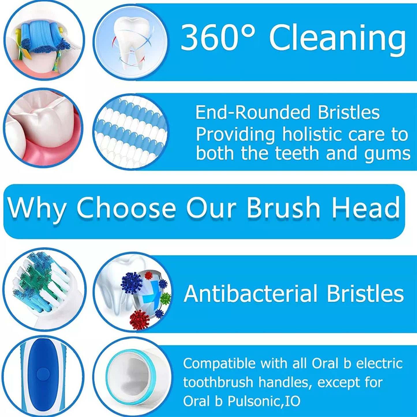 20pcs Replacement Toothbrush Heads Compatible with Oral B Electric Toothbrushes