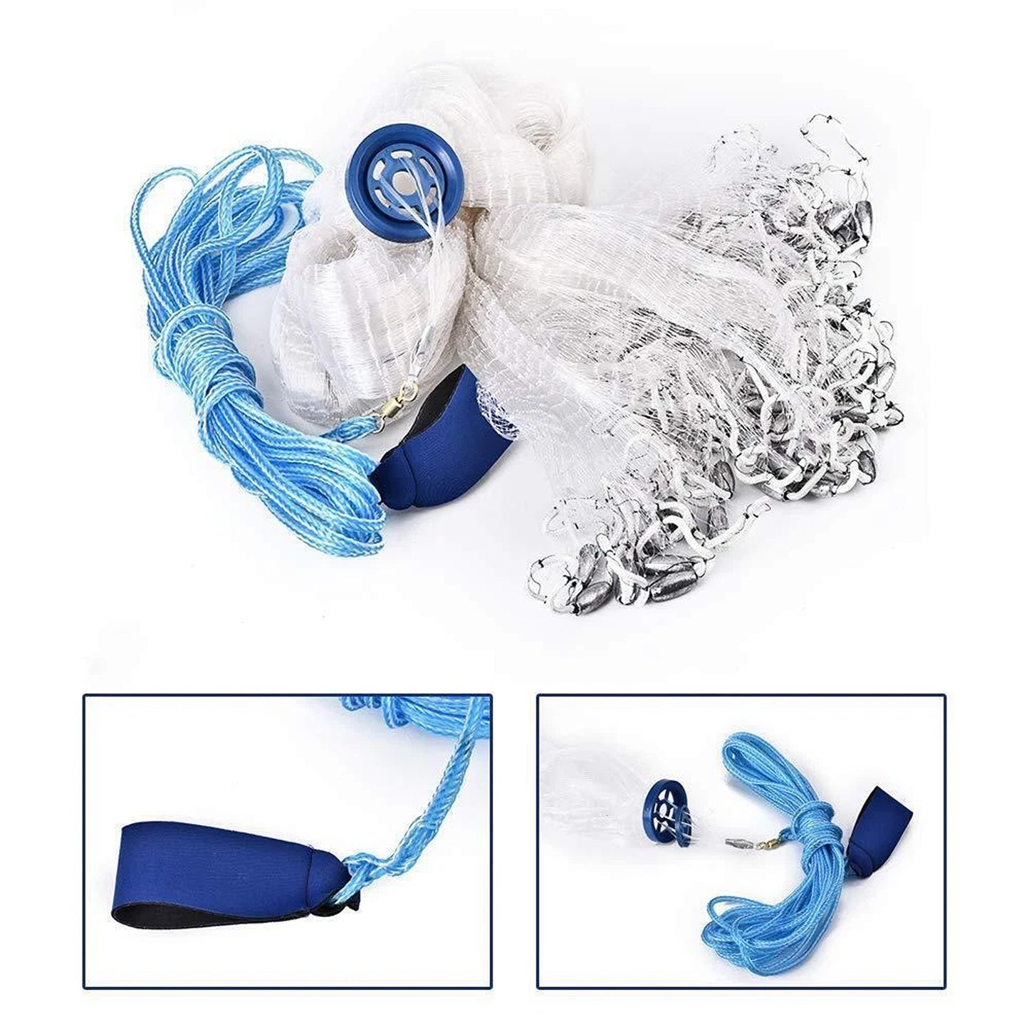 14ft Nylon Fishing Cast Net with Chain Sinkers
