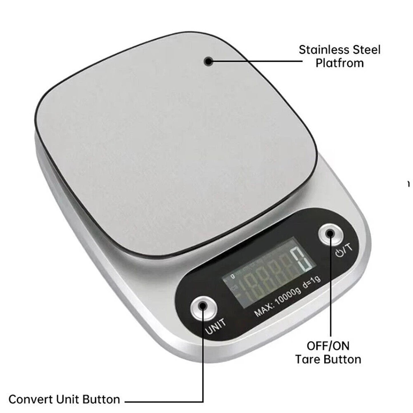 10kg Digital Kitchen Scale with LCD Display for Cooking