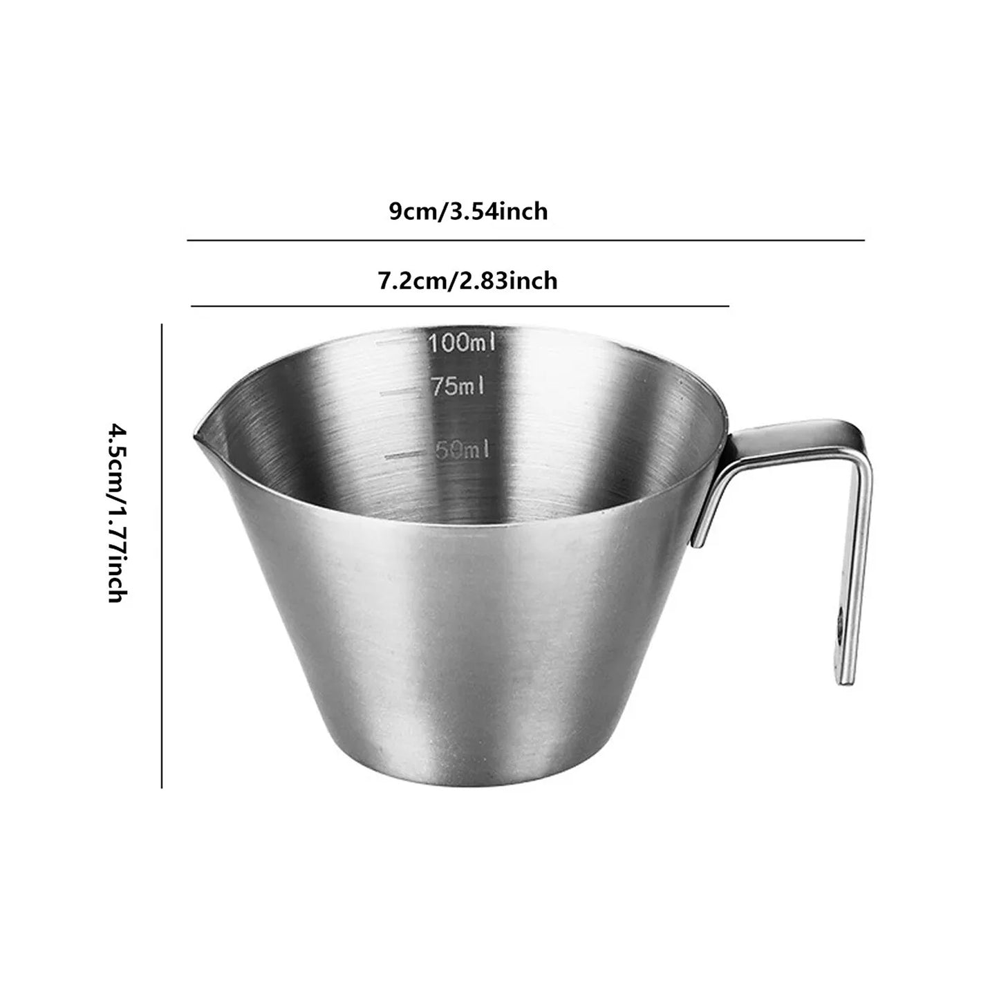 Espresso Measuring Cup 100ml Stainless Steel with Easy Grip Handle