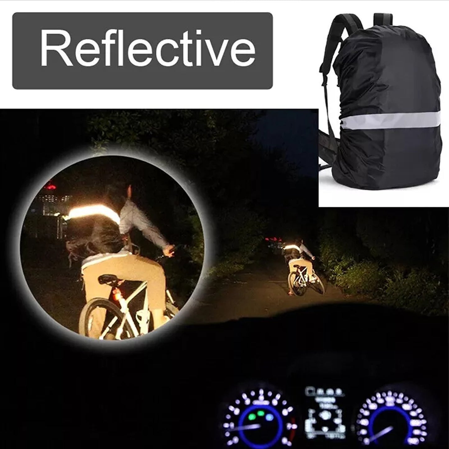 Lightweight Foldable Travel Backpack with Rain Cover for Outdoor Use - Black