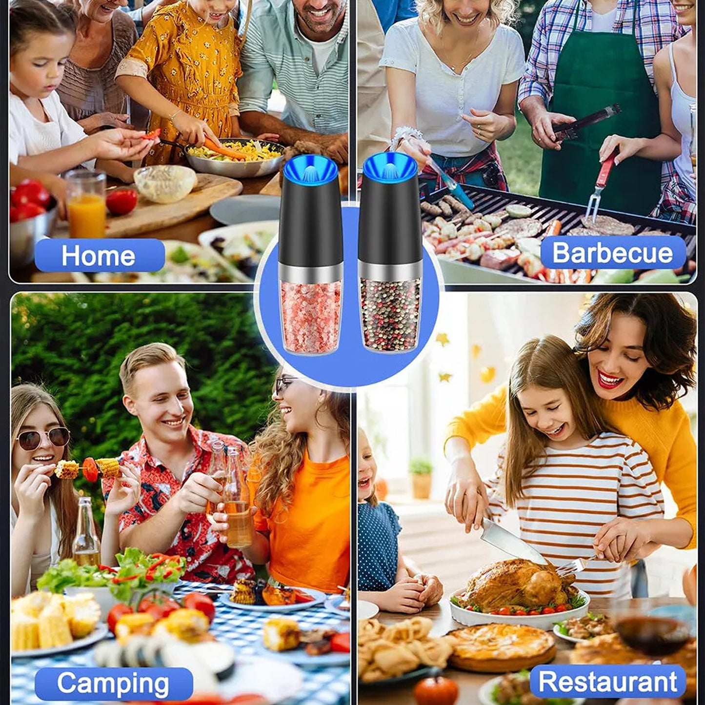 Gravity Electric Salt and Pepper Grinder Set 2 Pack