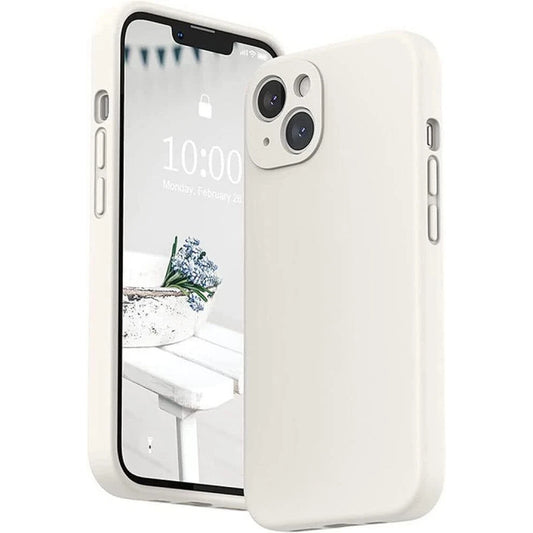 Pearl White Silicone Protective Case for iPhone 16 15 14 13 12 11