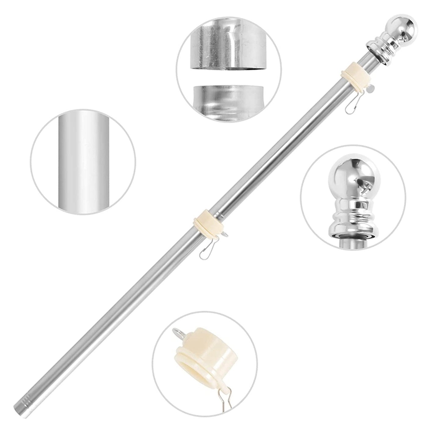 Aluminum Australian Flagpole Kit Holder Set