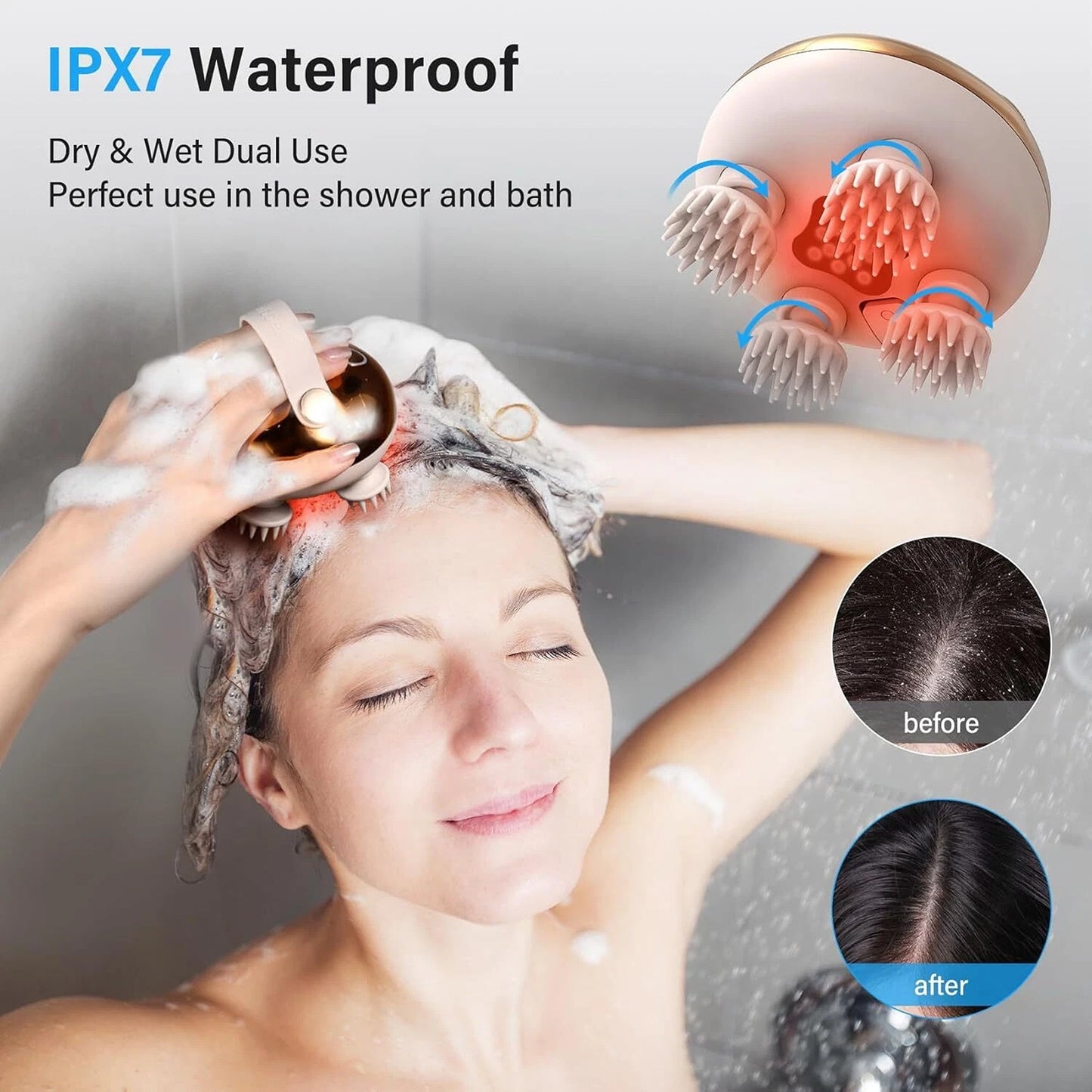 Electric Scalp Massager Waterproof Head and Hair Massage Tool