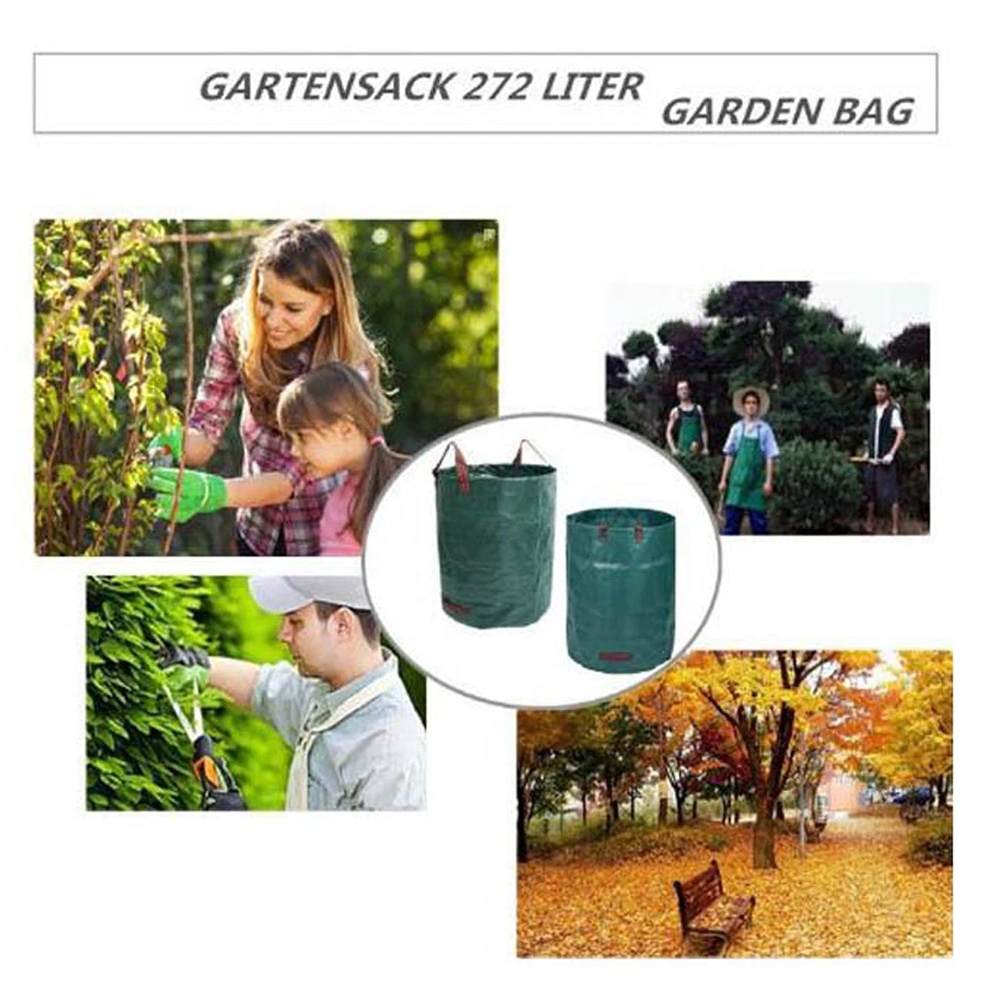 4 Piece 270L Garden Waste Bag Reusable Leaf Grass Rubbish Sack