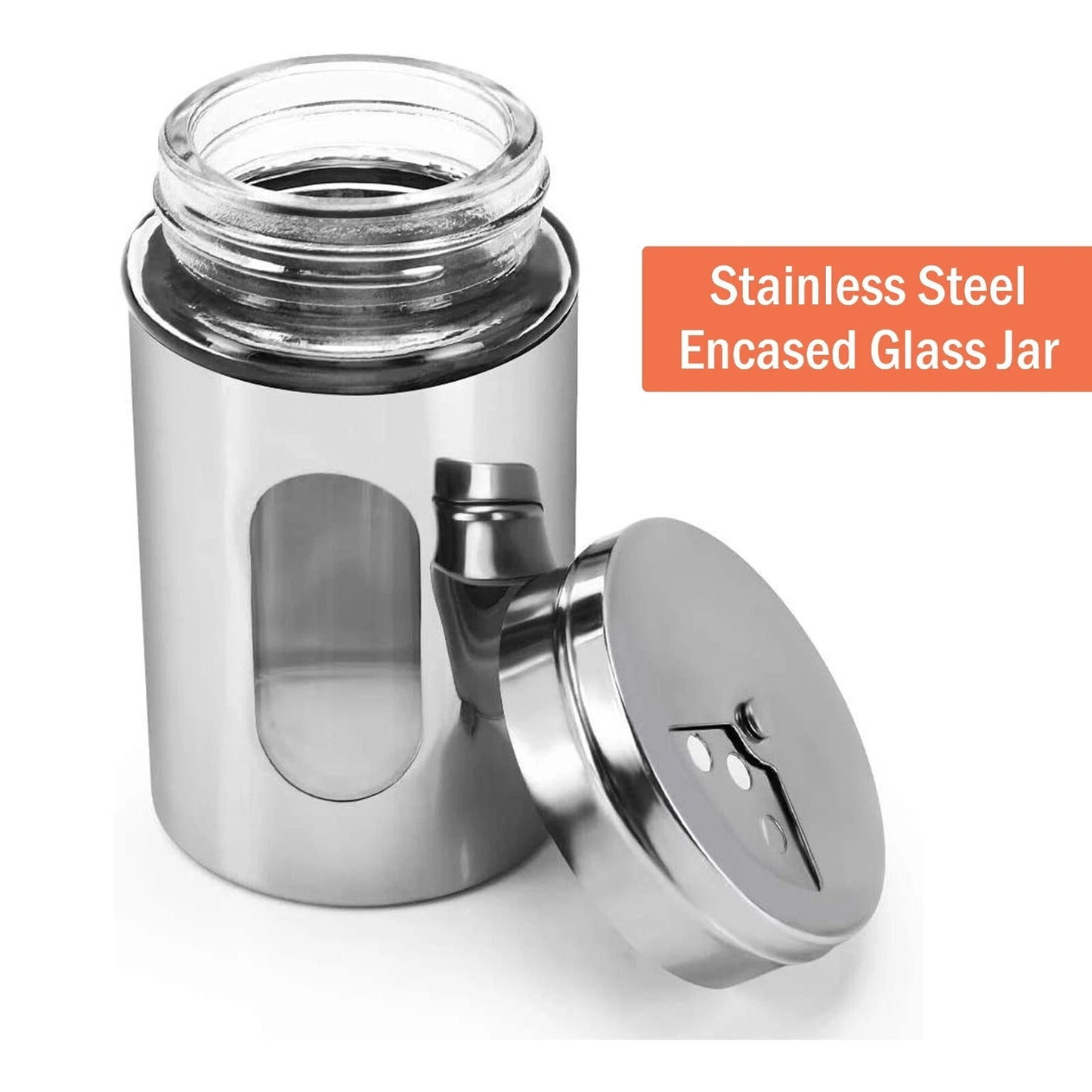 Mini Stainless Steel Spice Shaker and Storage Jar Set 2pcs