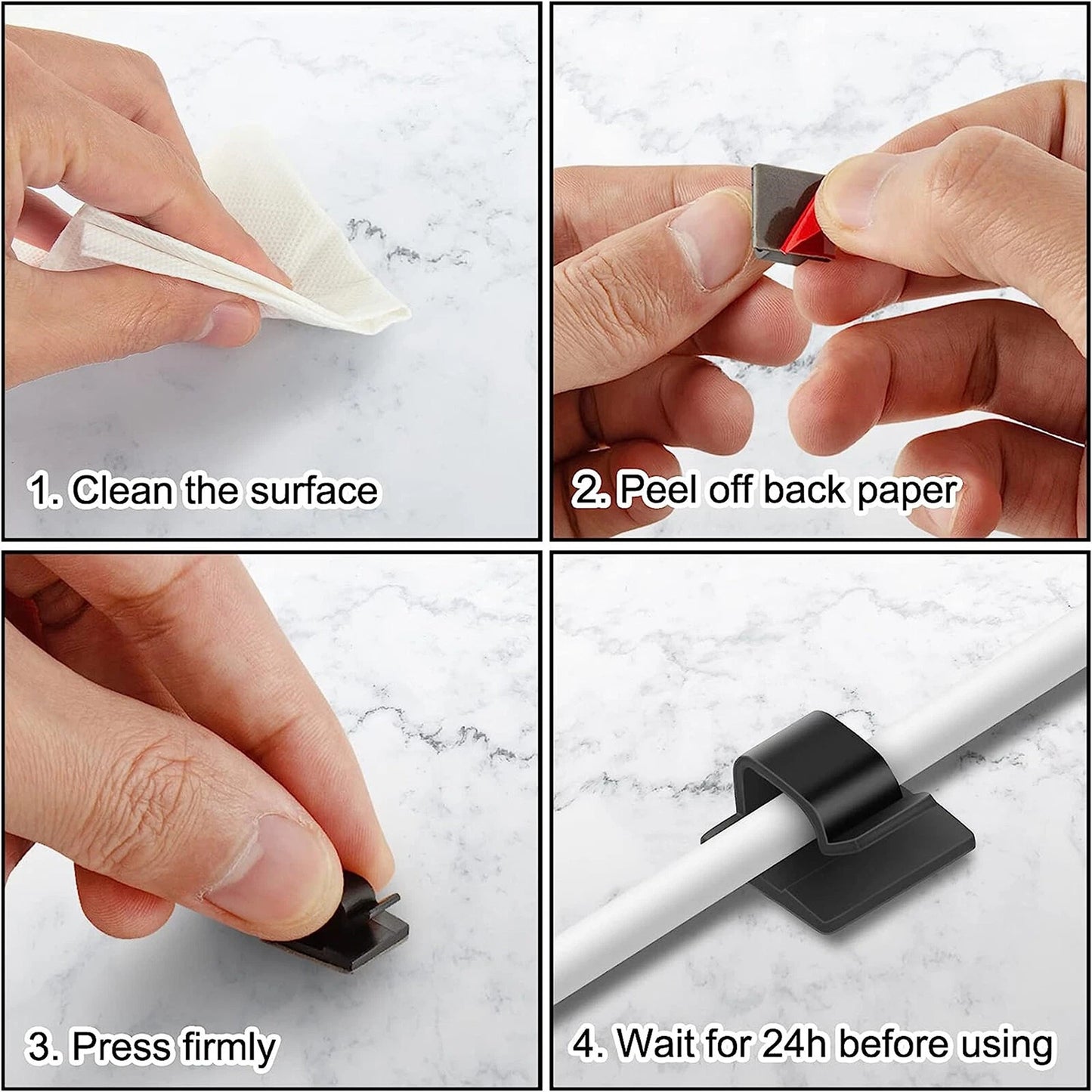 Cord Organizer with Adhesive Cable Management Clips - 20pcs