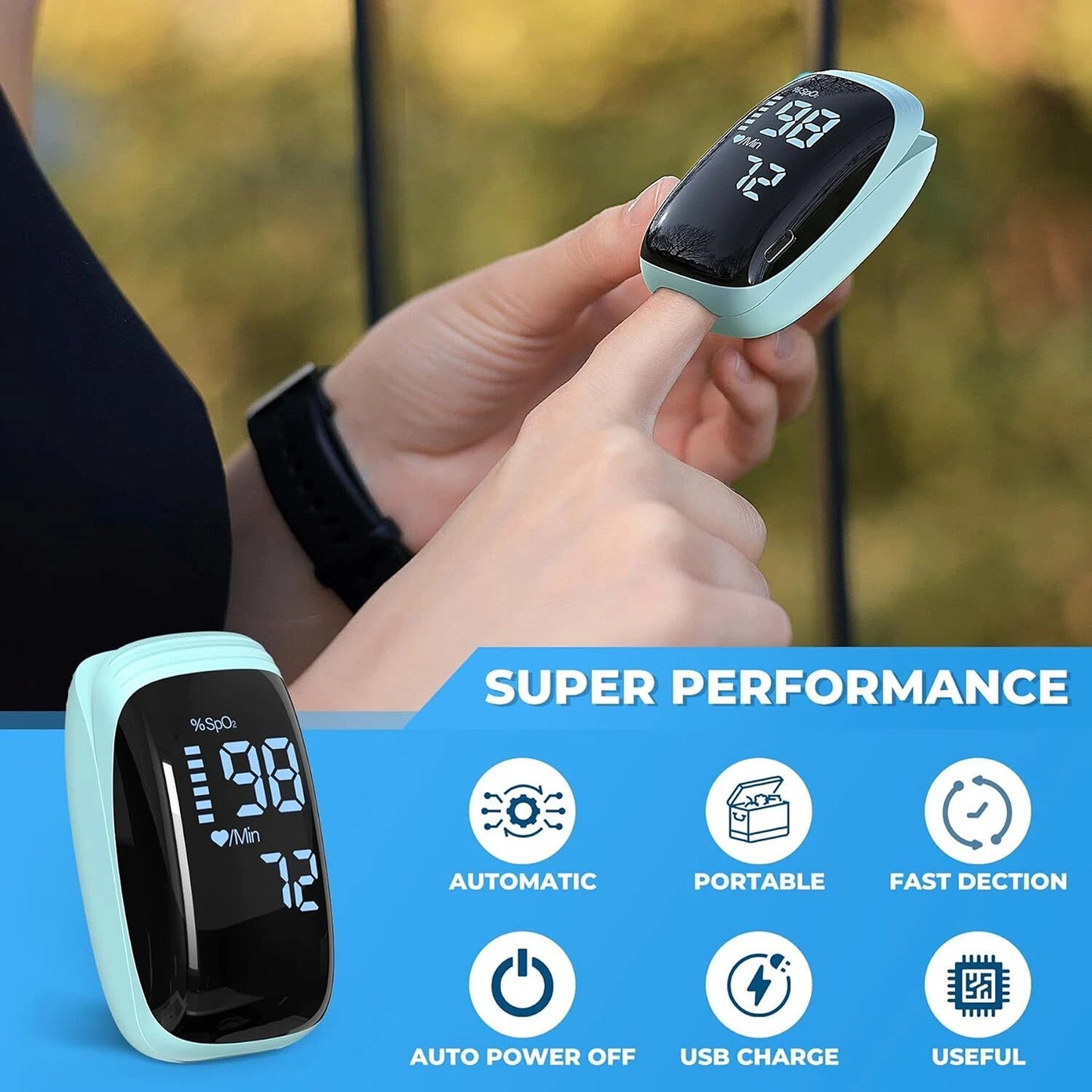 USB Rechargeable Finger Pulse Oximeter and Heart Rate Monito