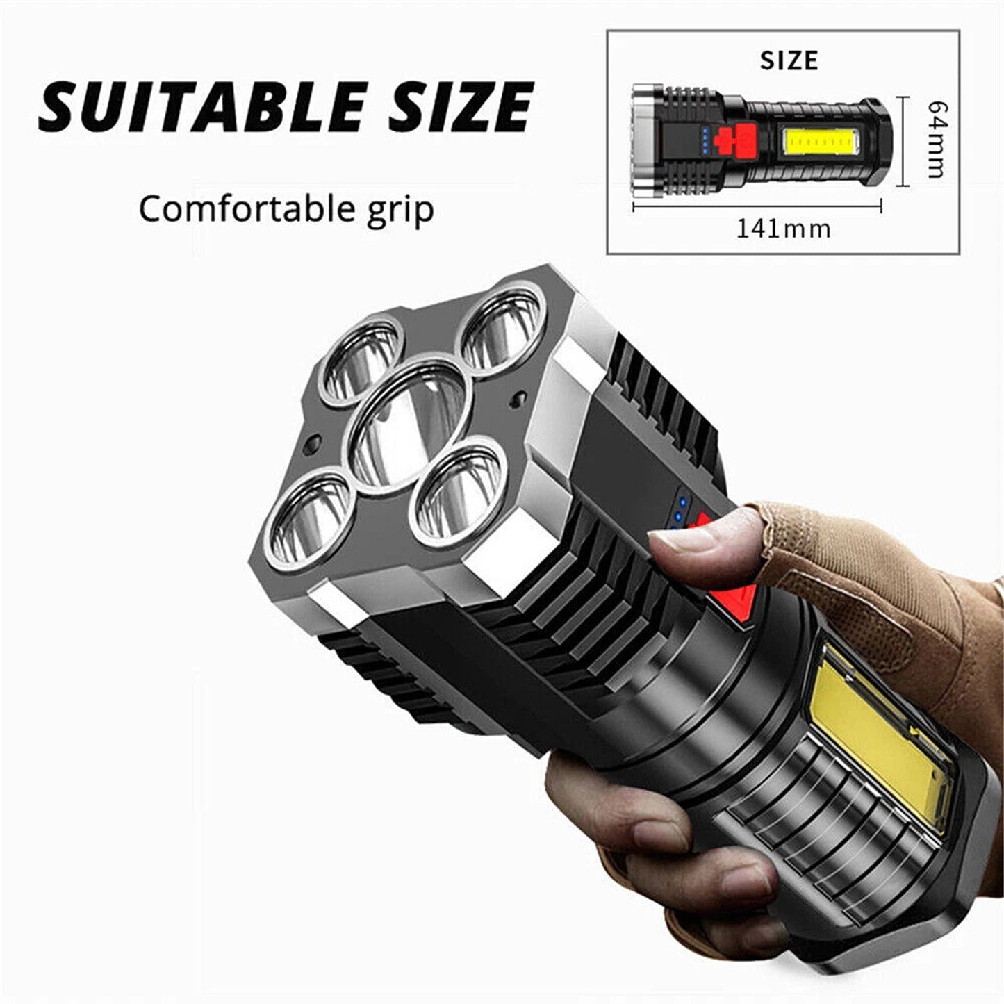 Tactical LED Flashlight USB Rechargeable Super Bright