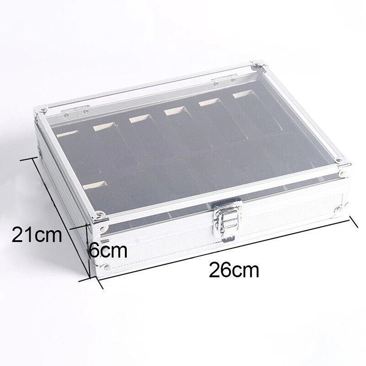 12 Grid Carbon Fiber Aluminum Watch Storage Box